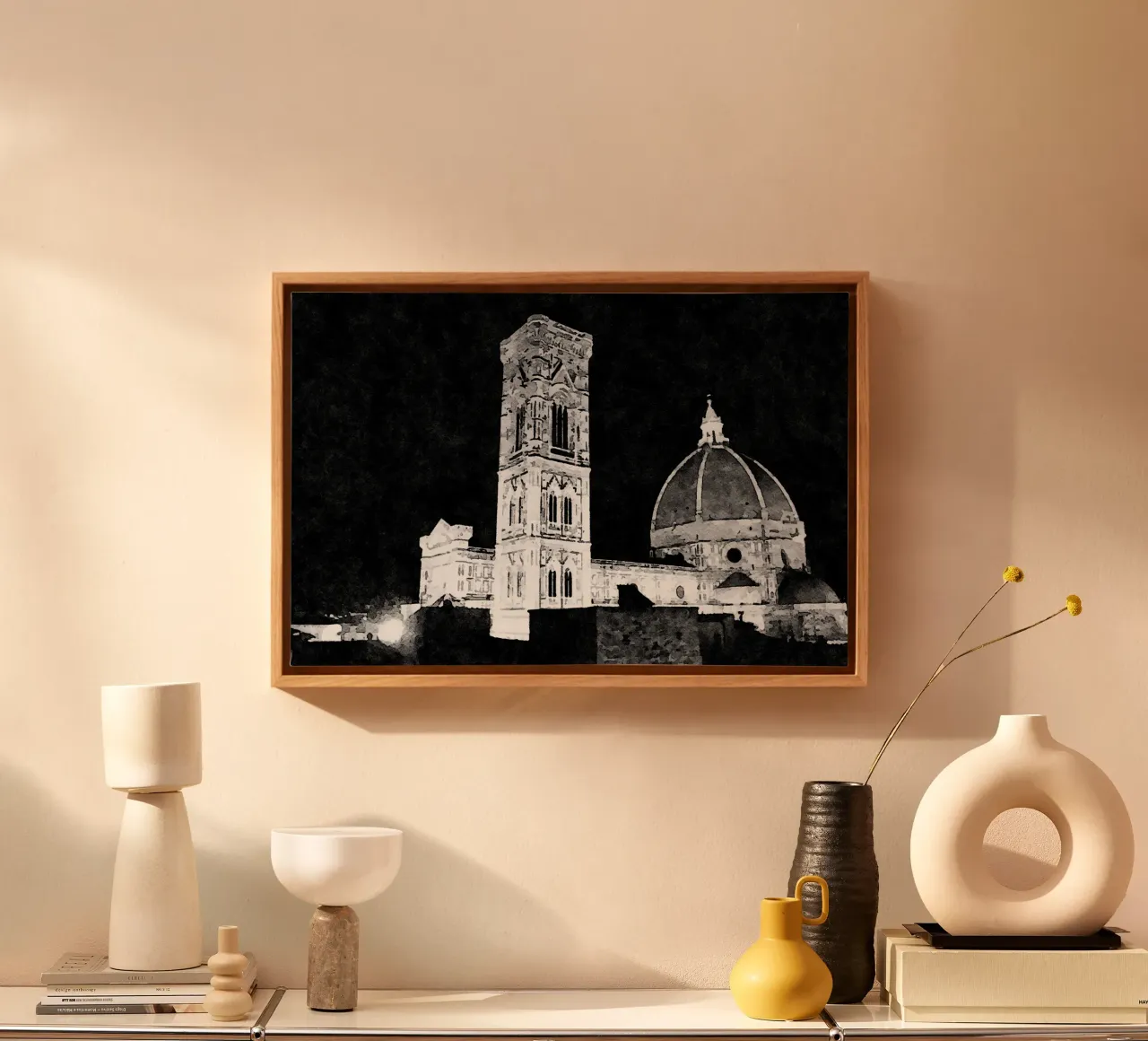 Una notte a Firenze tela con Cornice a cassetta da Massimo Frascogna