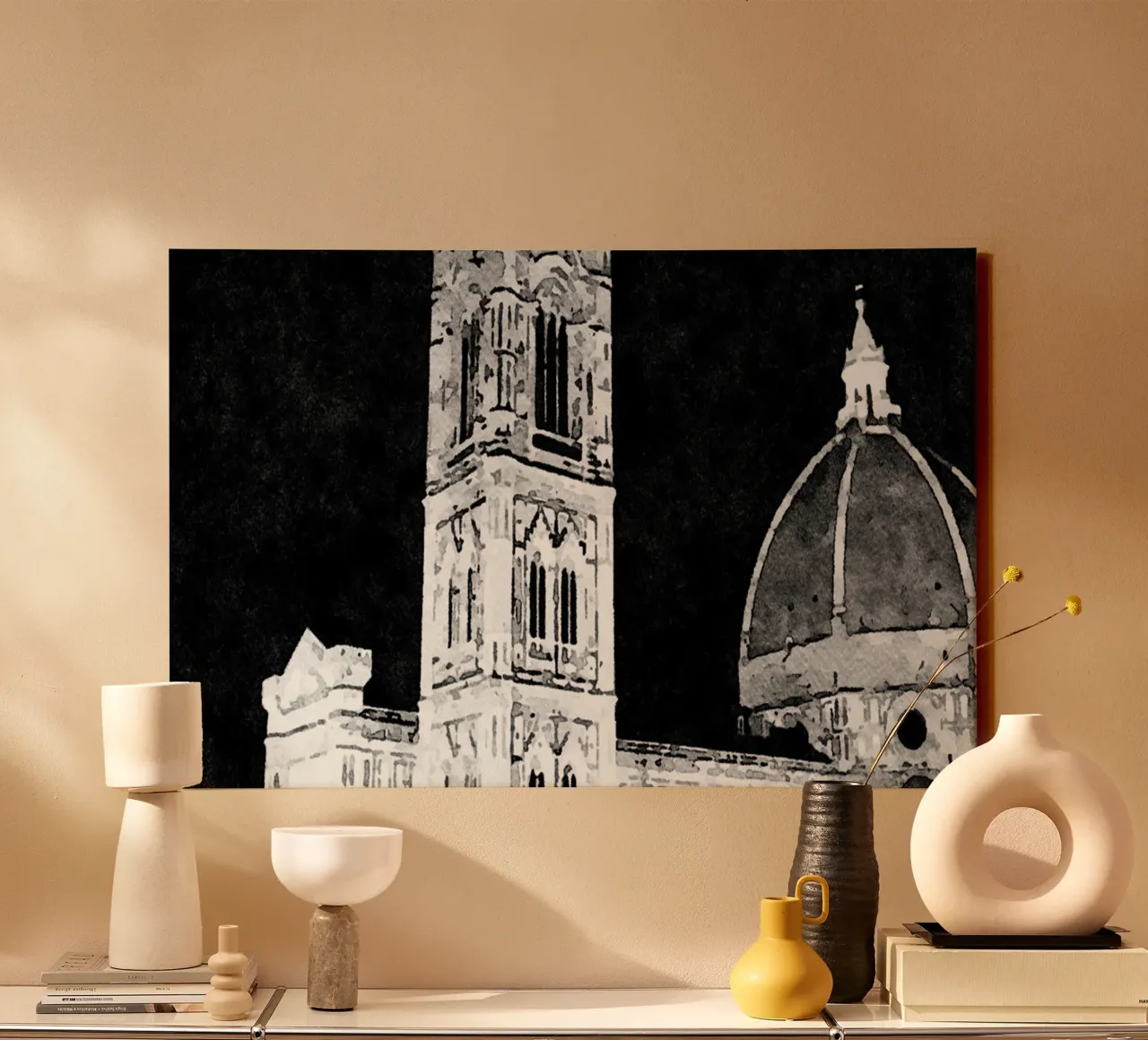 Una notte a Firenze tela con Cornice a cassetta da Massimo Frascogna