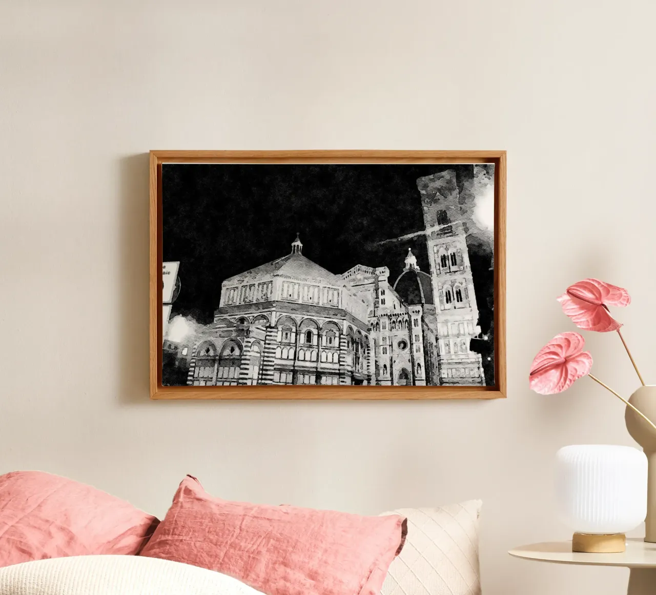 Firenze di notte tela con Cornice a cassetta da Massimo Frascogna