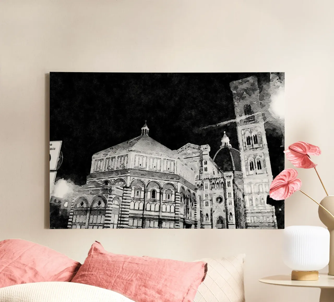 Firenze di notte tela con Cornice a cassetta da Massimo Frascogna