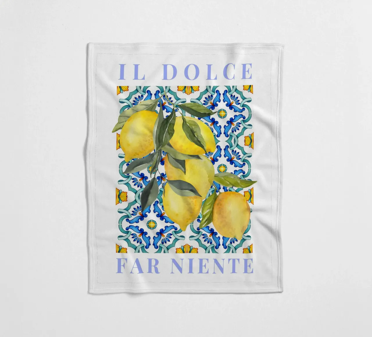 Zitrone Poster, Italienische Zitrone Poster, Il dolce far niente Fleecedecke von Bella Studio