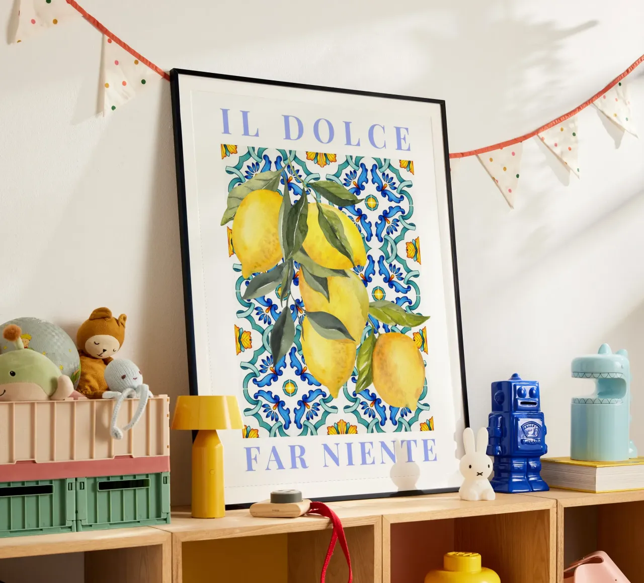 Lemon Poster, Italian Lemon Poster, Il dolce far niente poster con telaio in alluminio da Bella Studio
