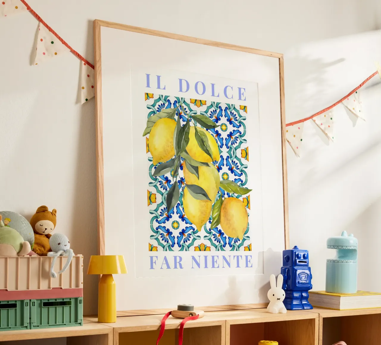 Lemon Poster, Italian Lemon Poster, Il dolce far niente poster con telaio in alluminio da Bella Studio