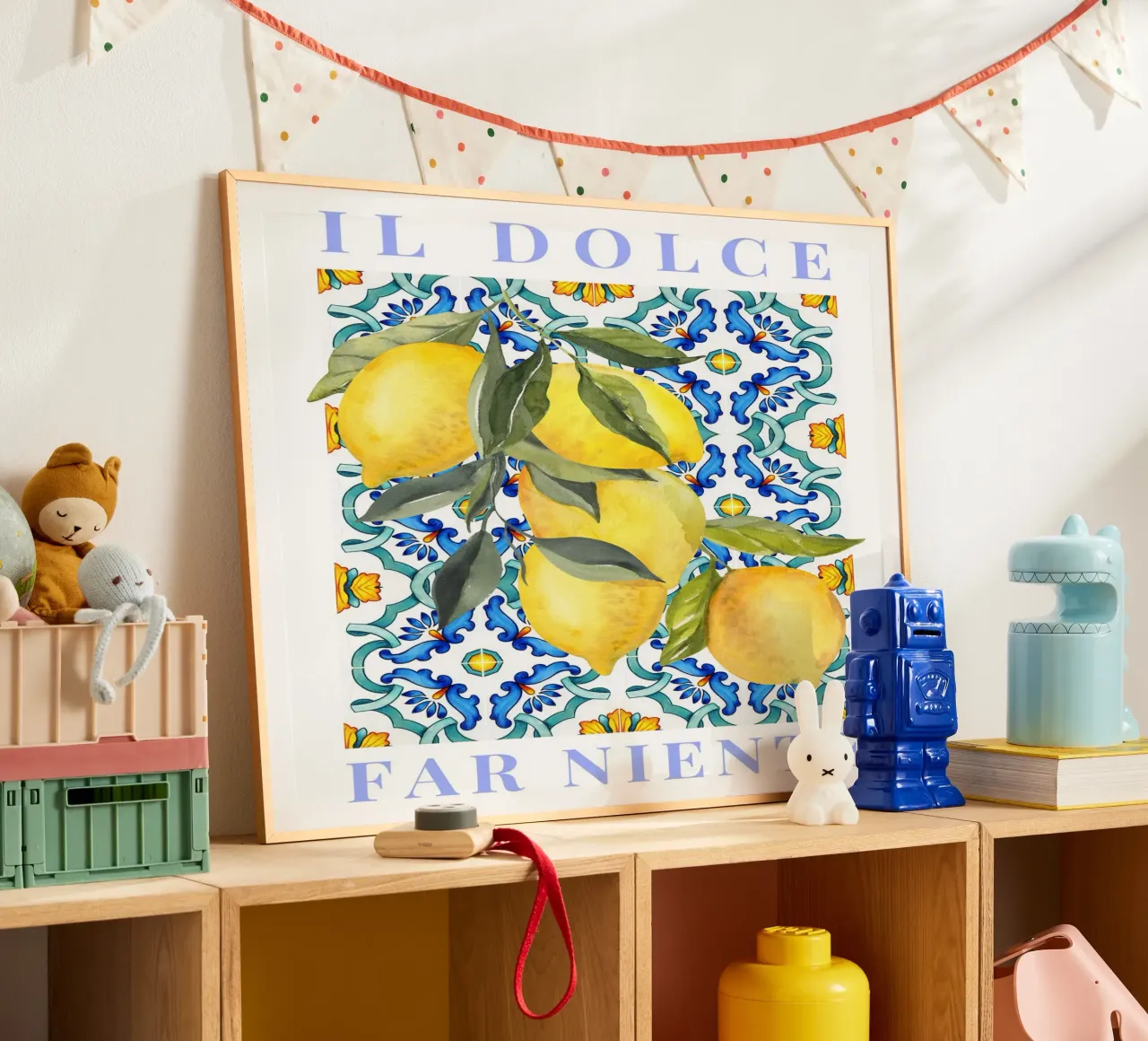 Lemon Poster, Italian Lemon Poster, Il dolce far niente poster con telaio in alluminio da Bella Studio