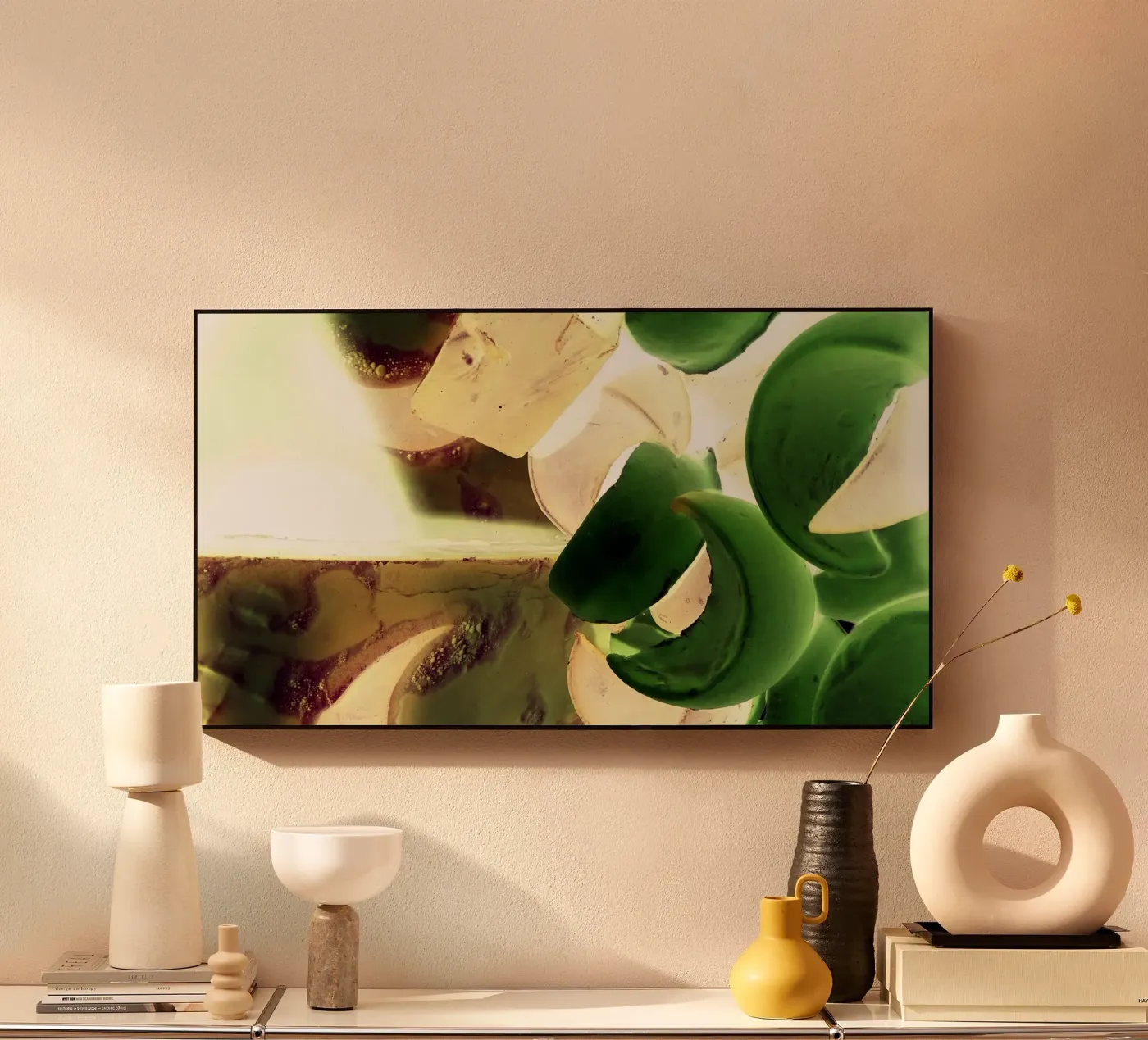 Green shapes acrylic glass by Massimo Frascogna