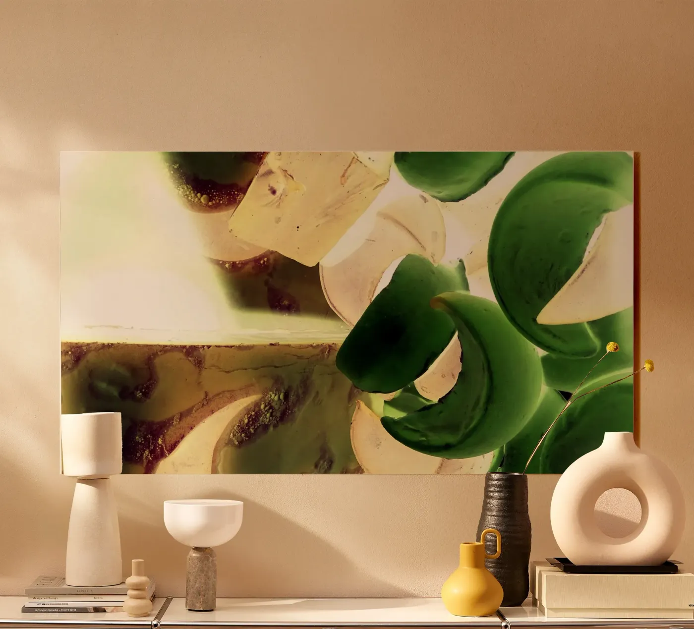 Green shapes acrylic glass by Massimo Frascogna