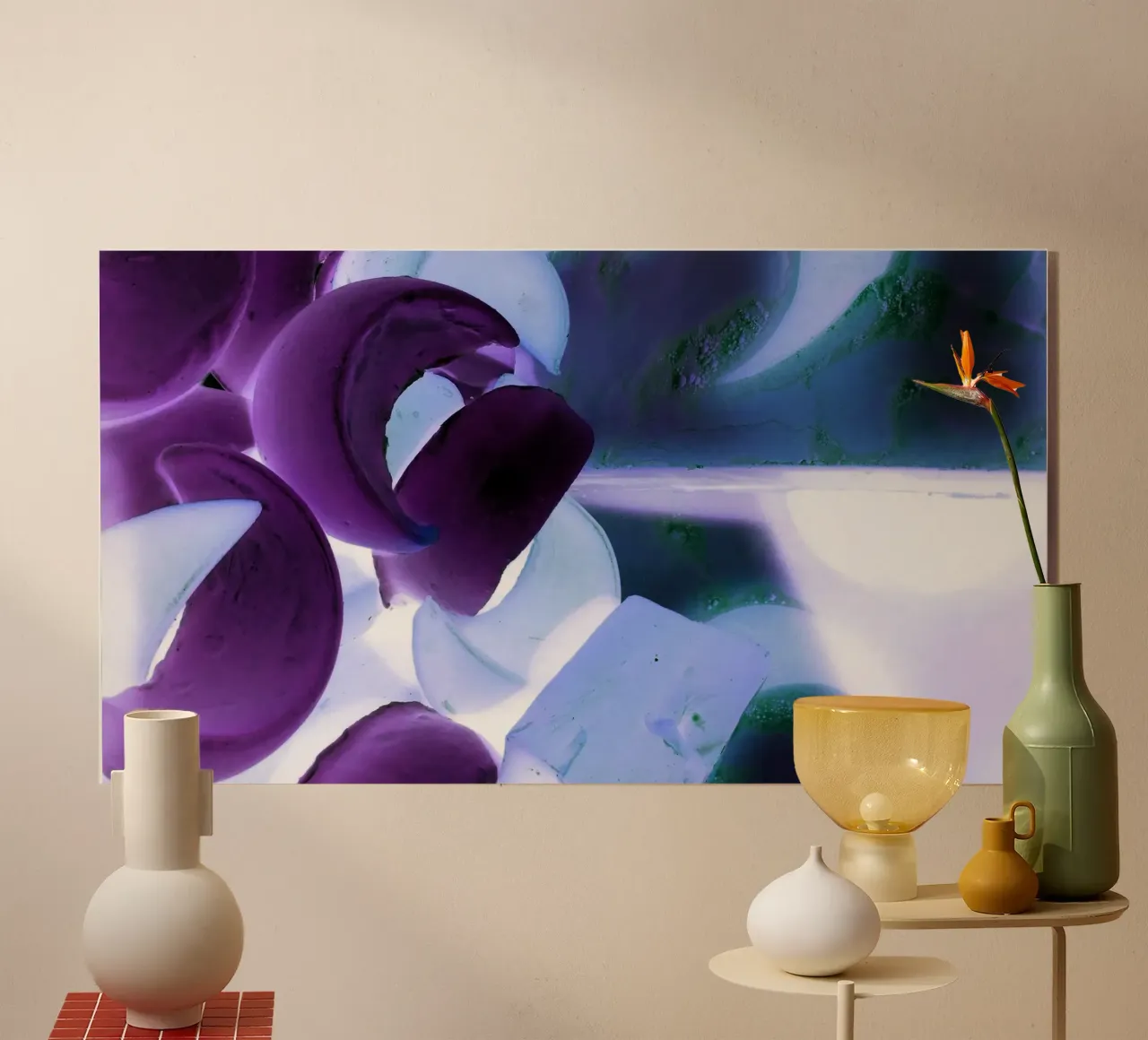 Blau und lila Acryl-Glas von Massimo Frascogna