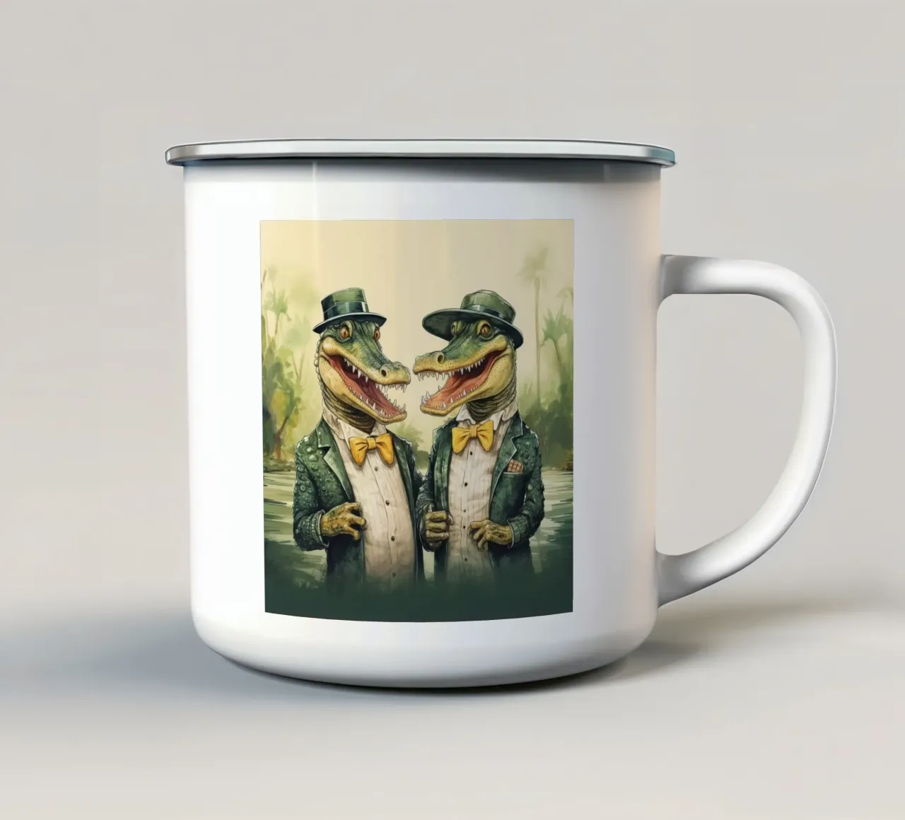 Gang di alligatori retrò tazza in smalto da Funny Animals