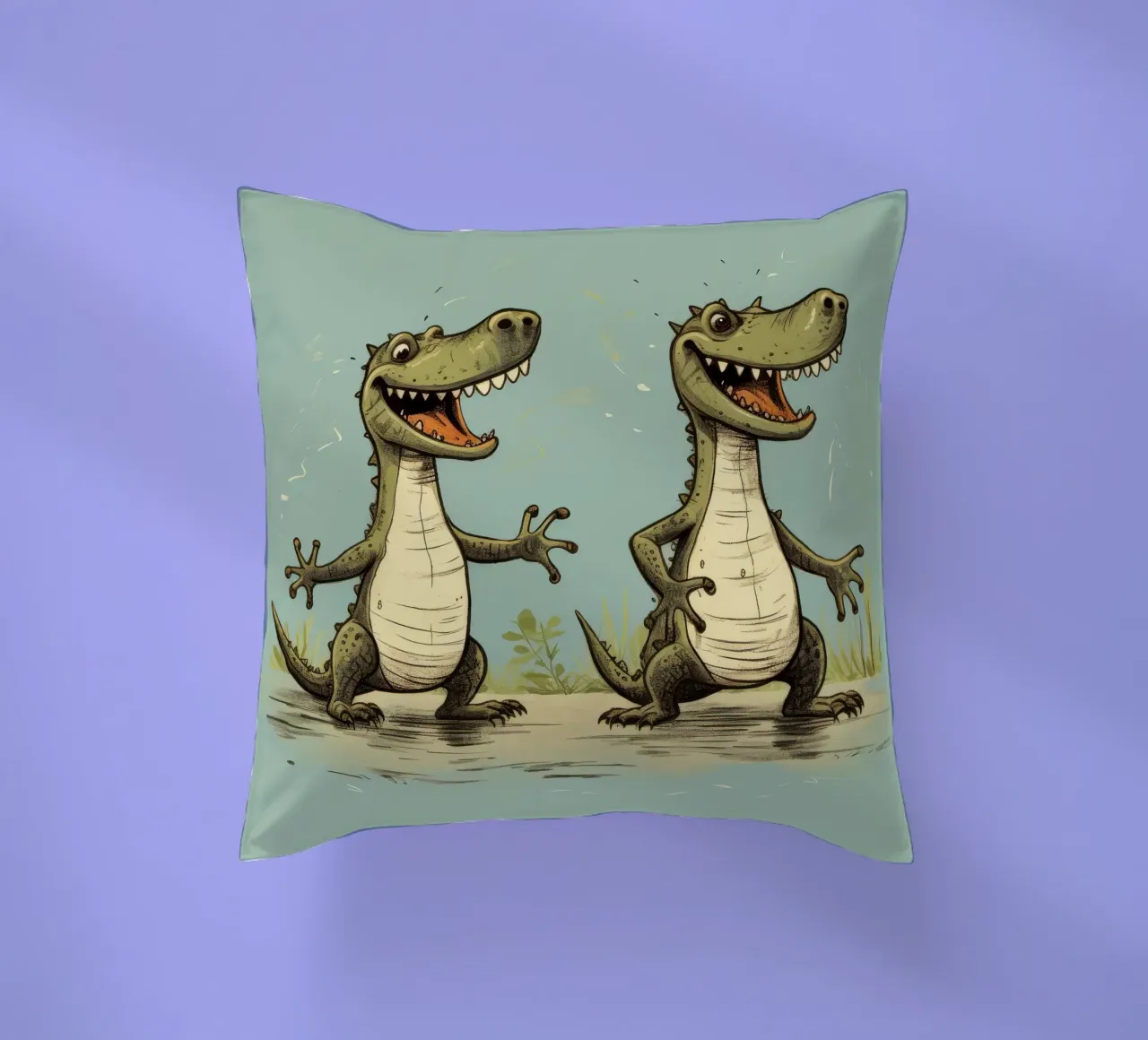 Retro Alligator Duo cuscino da Funny Animals