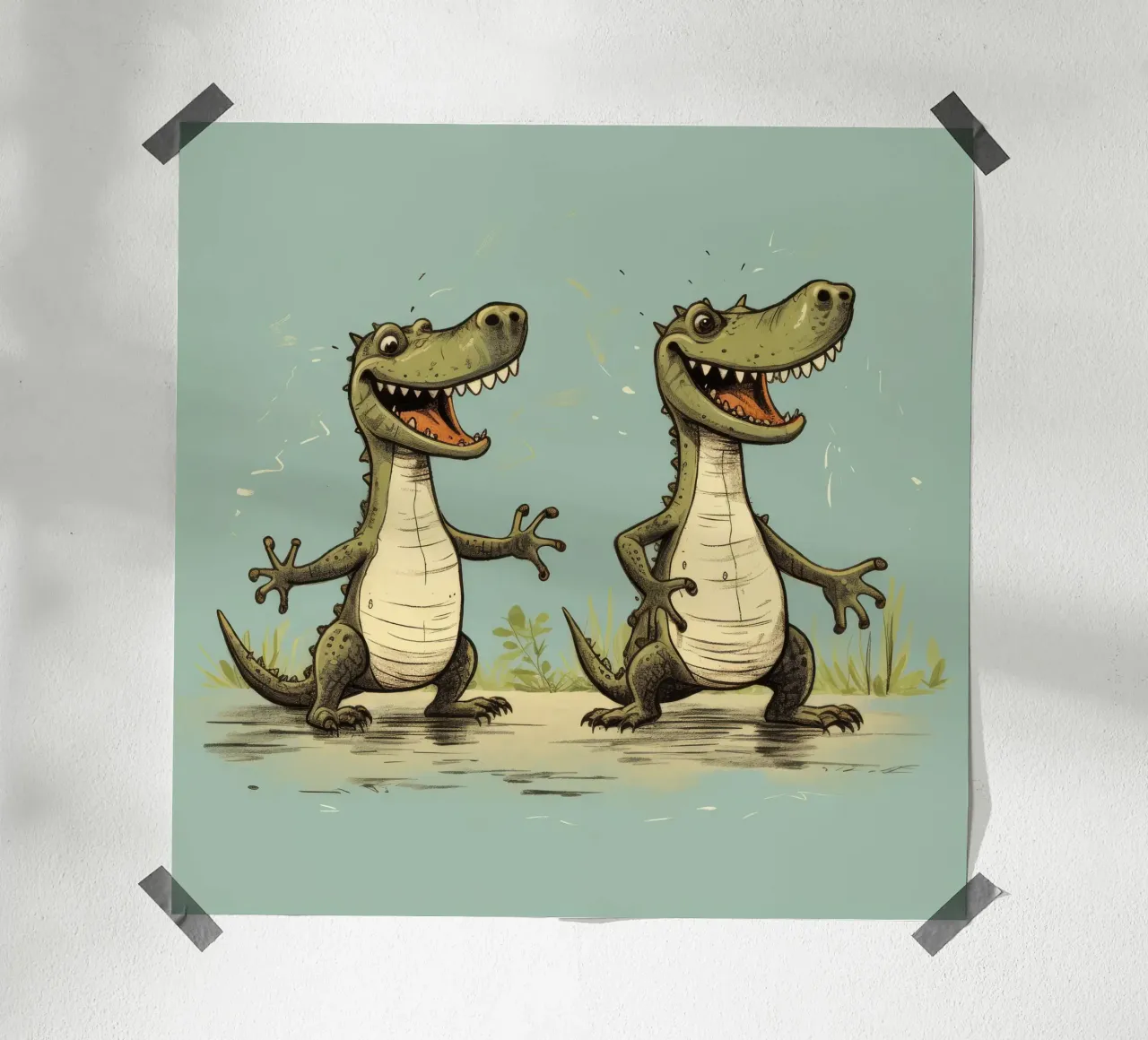 Retro Alligator Duo poster da Funny Animals