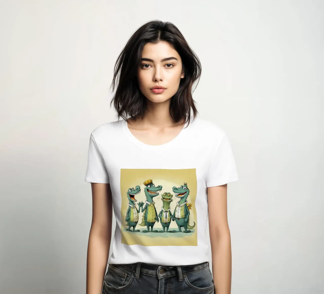 Retro Alligator Gang women's fitted t-shirt by Funny Animals