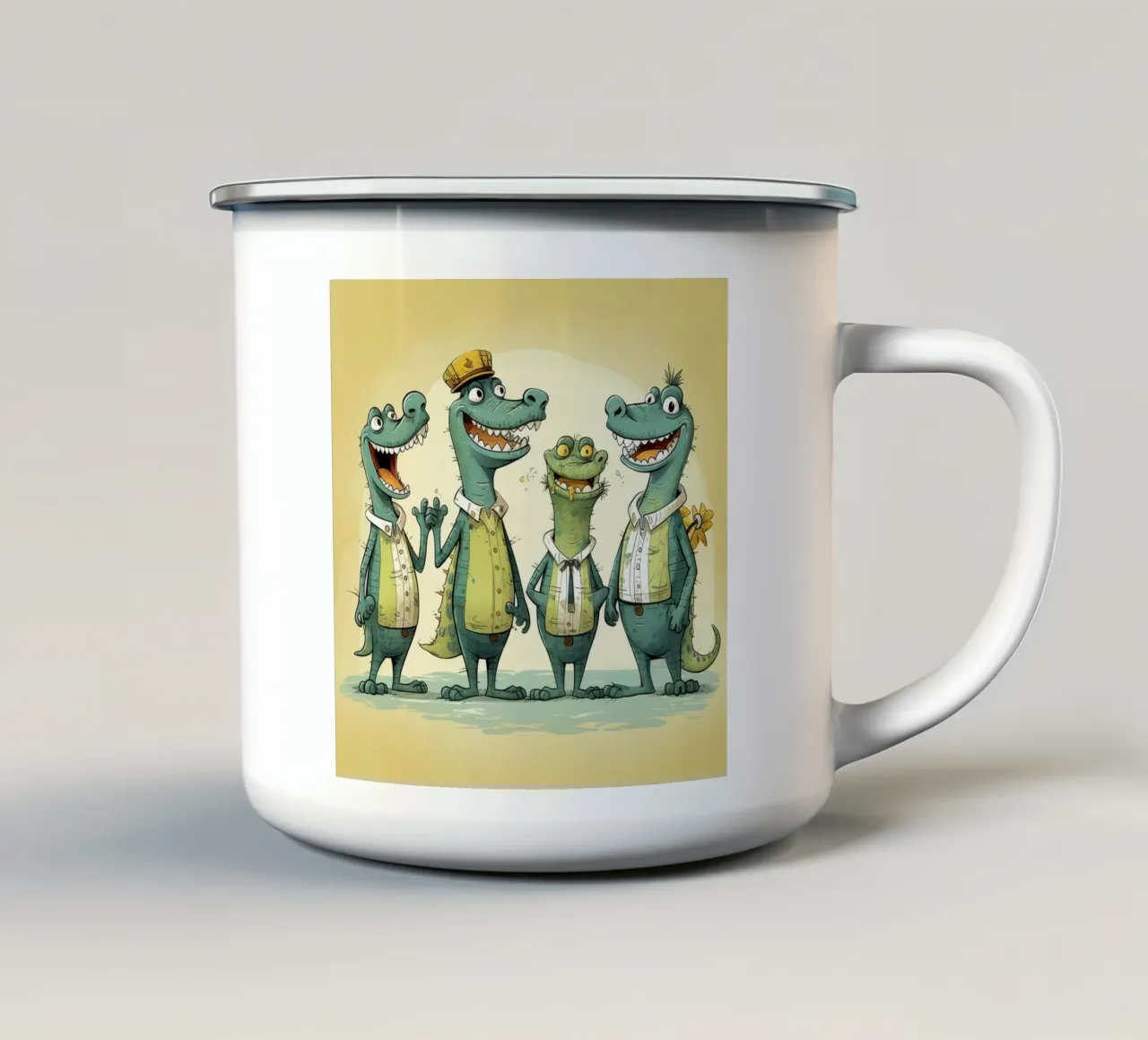 Gang di alligatori retrò tazza in smalto da Funny Animals