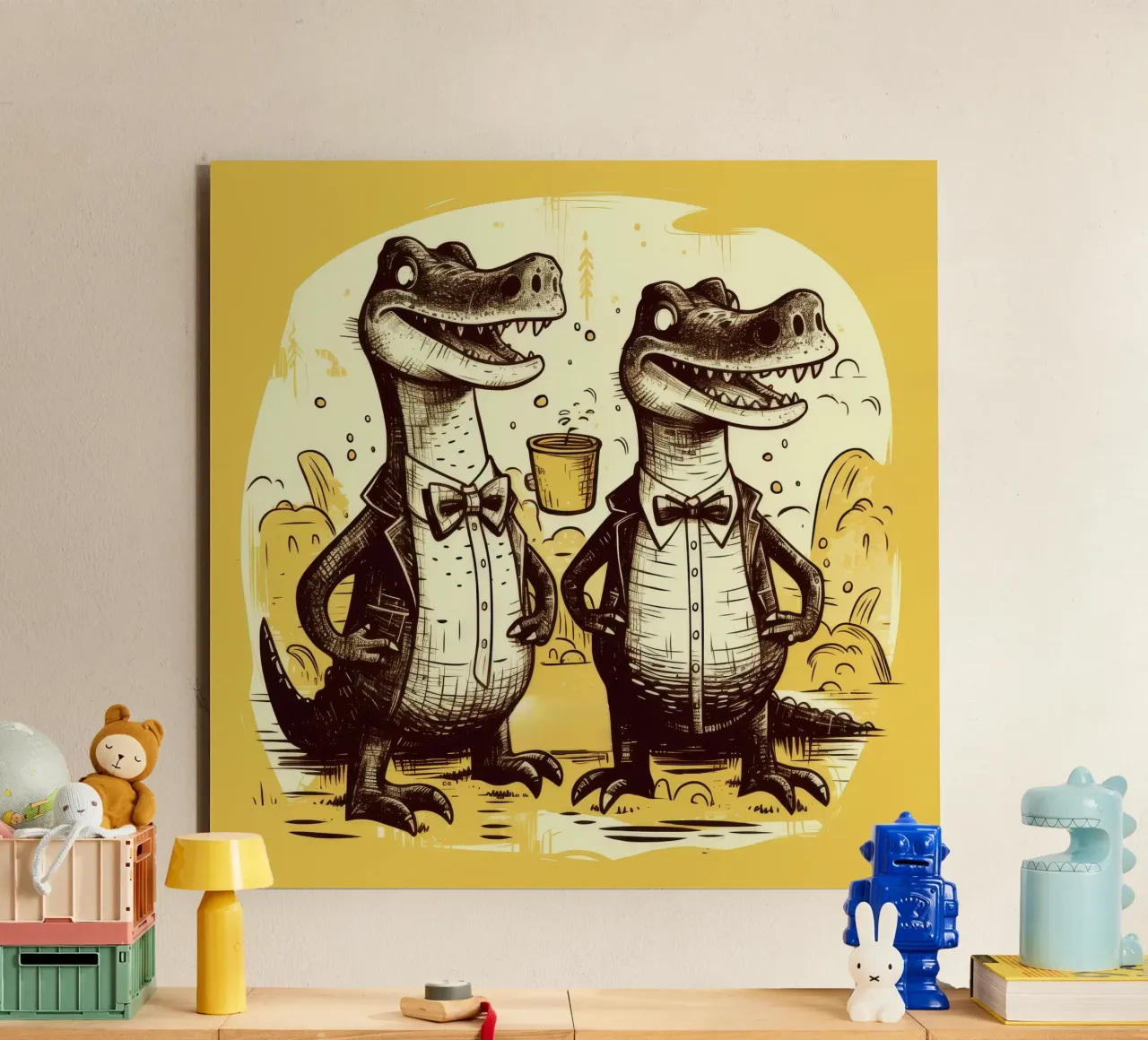 Retro Alligator Duo alluminio dibond da Funny Animals