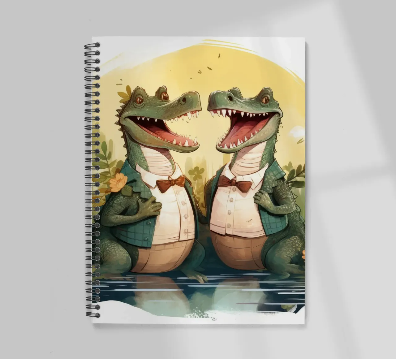 Retro Alligator Duo spiral notebook by Funny Animals