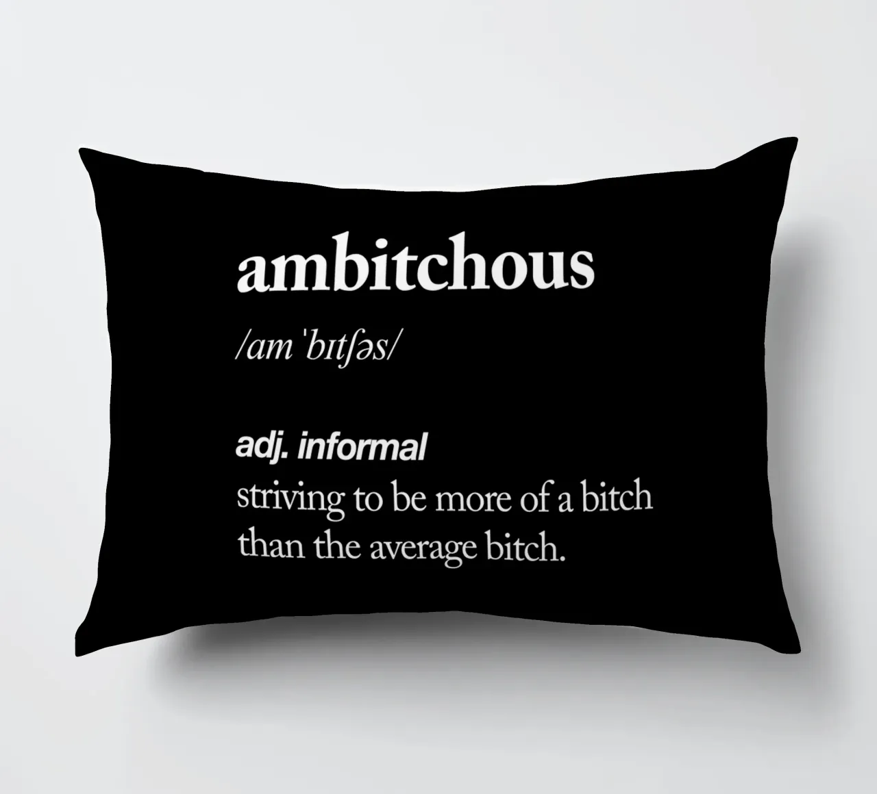 Design tipografico ambiguo in bianco e nero cuscino da THE MOTIVATED TYPE