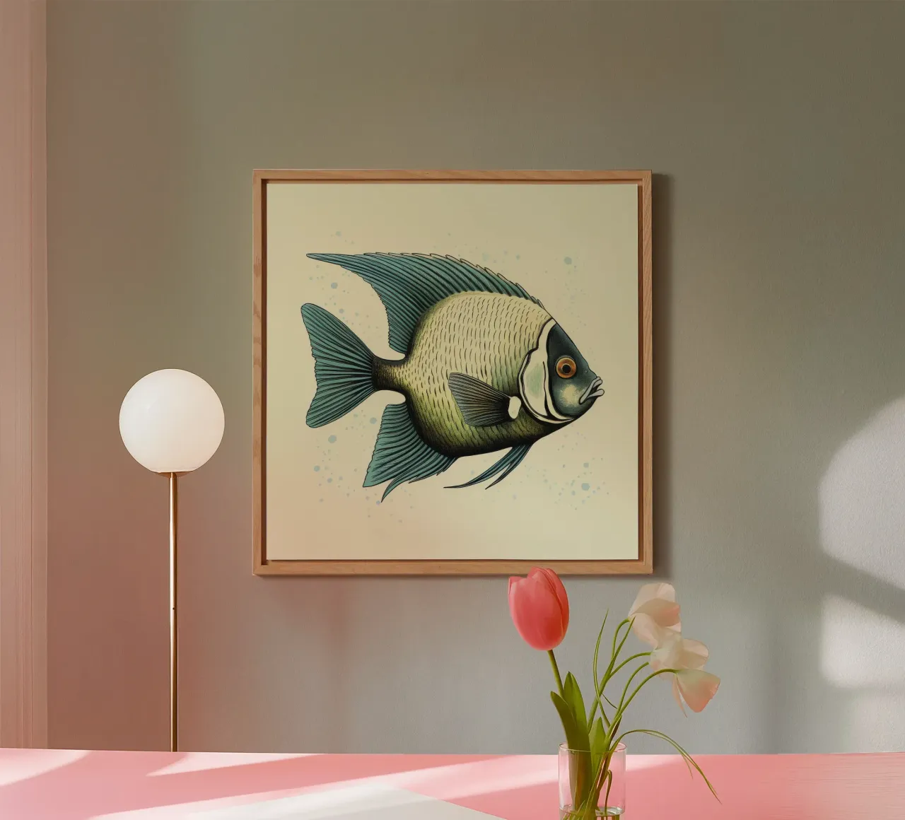 Pesce angelo retrò alluminio dibond da Funny Animals
