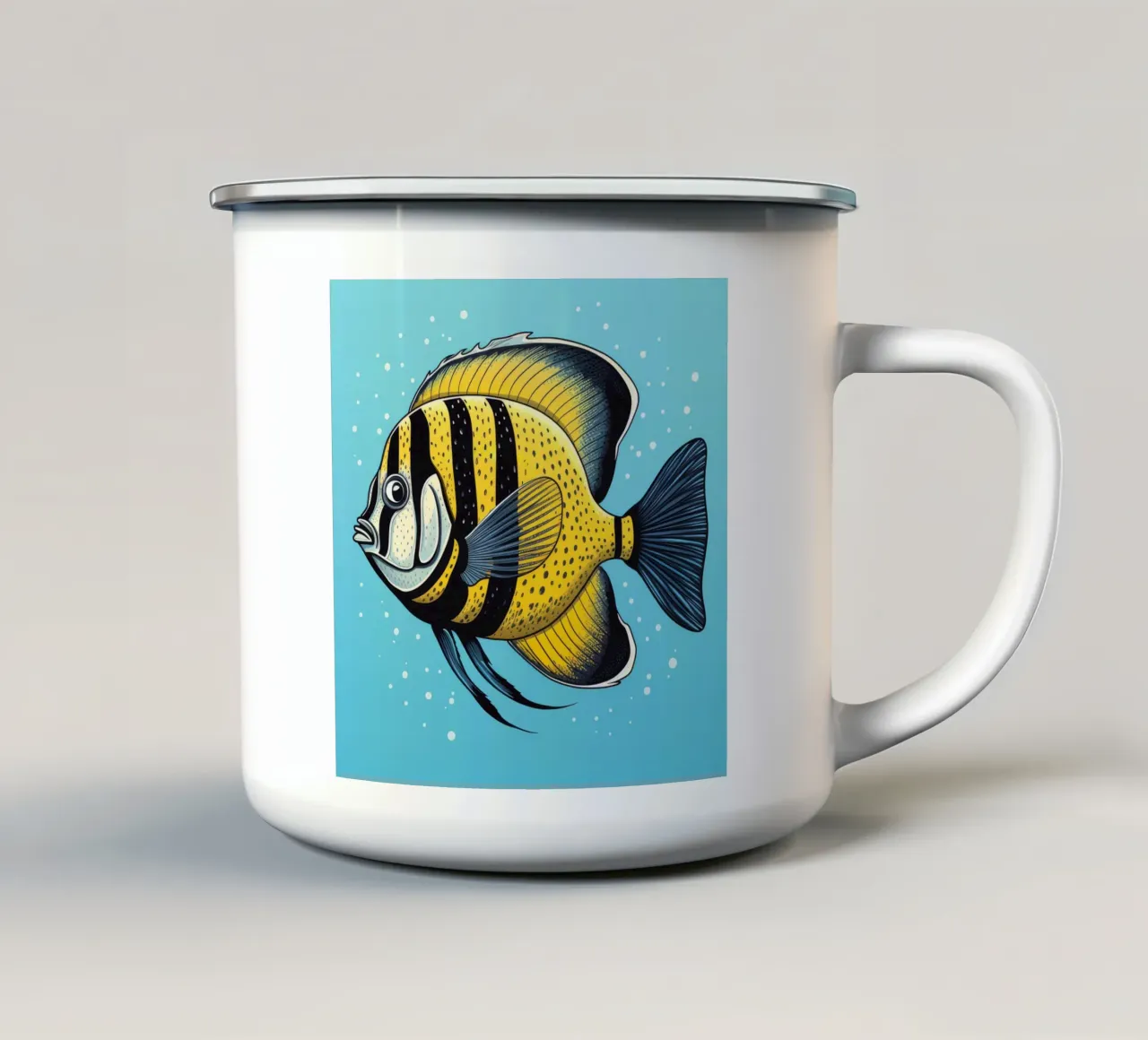 Pesce angelo retrò tazza in smalto da Funny Animals