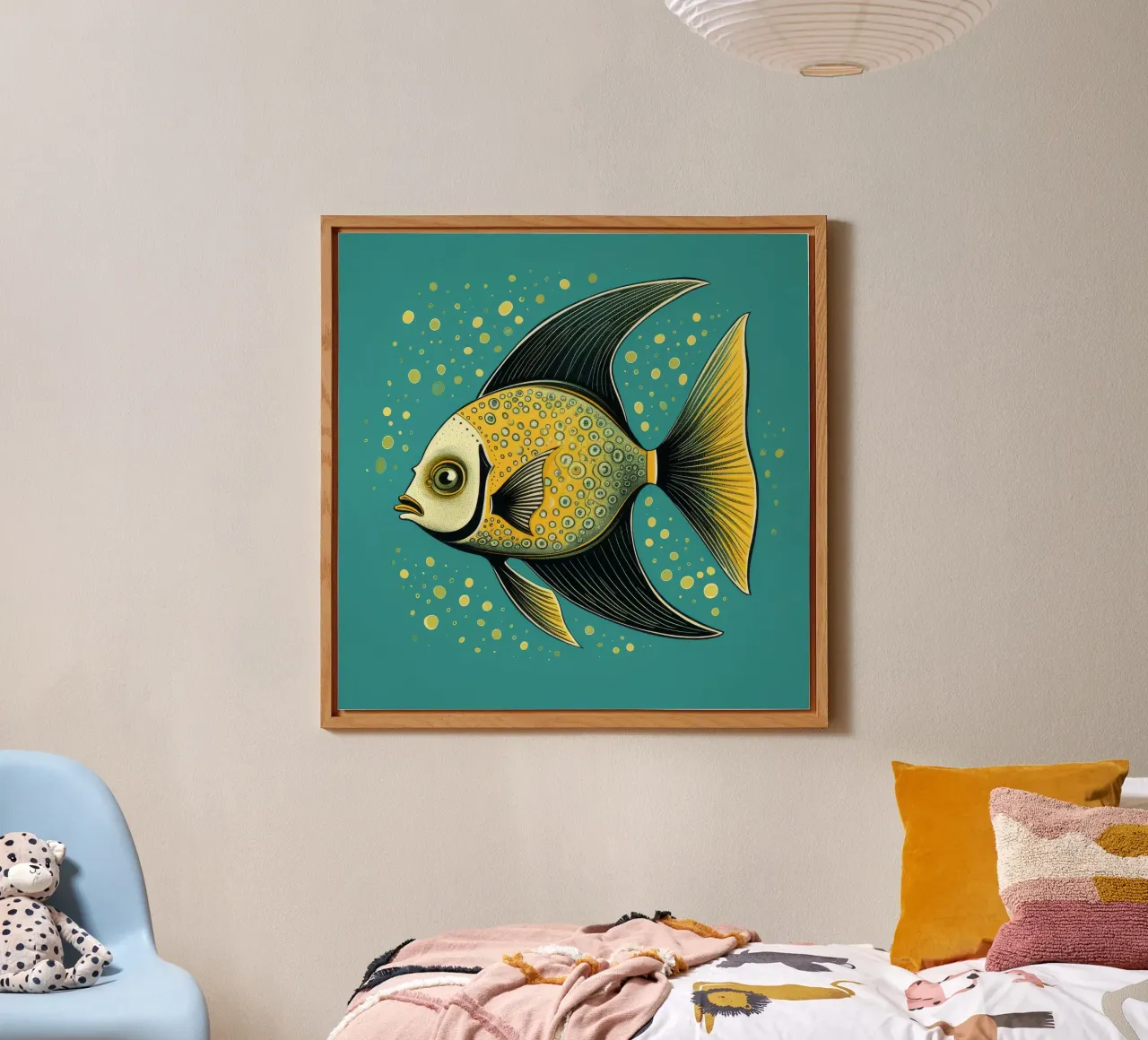 Pesce angelo retrò alluminio dibond da Funny Animals