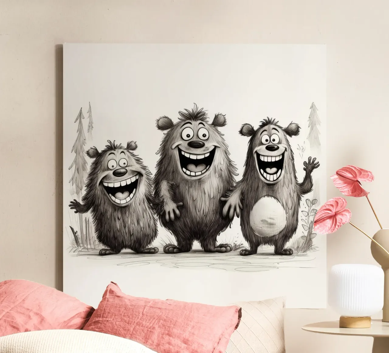 La banda degli orsi retrò tela con Cornice a cassetta da Funny Animals
