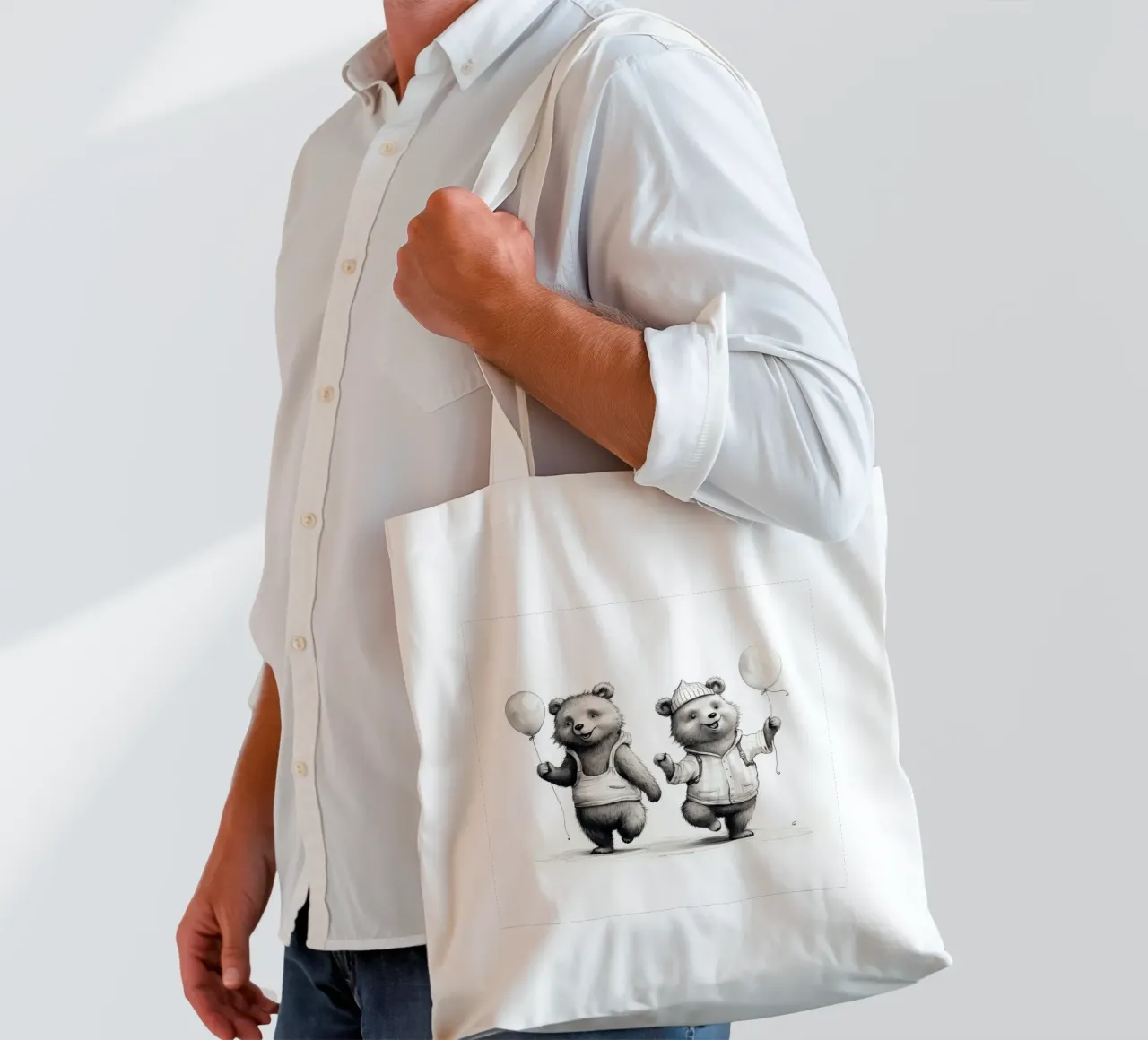 Duo di orsi retrò borsa in juta da Funny Animals