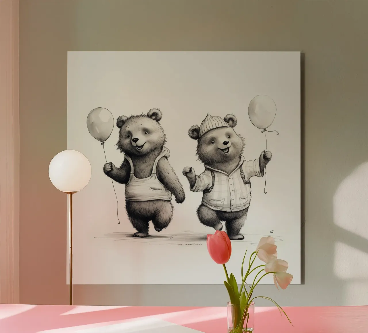 Duo di orsi retrò alluminio dibond da Funny Animals