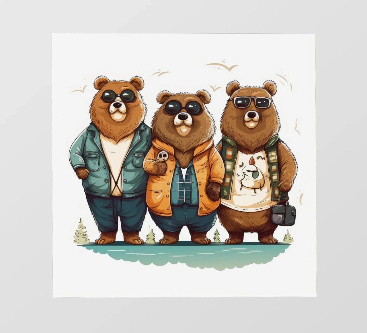 Pandilla de osos retro lámina retroiluminada de Funny Animals
