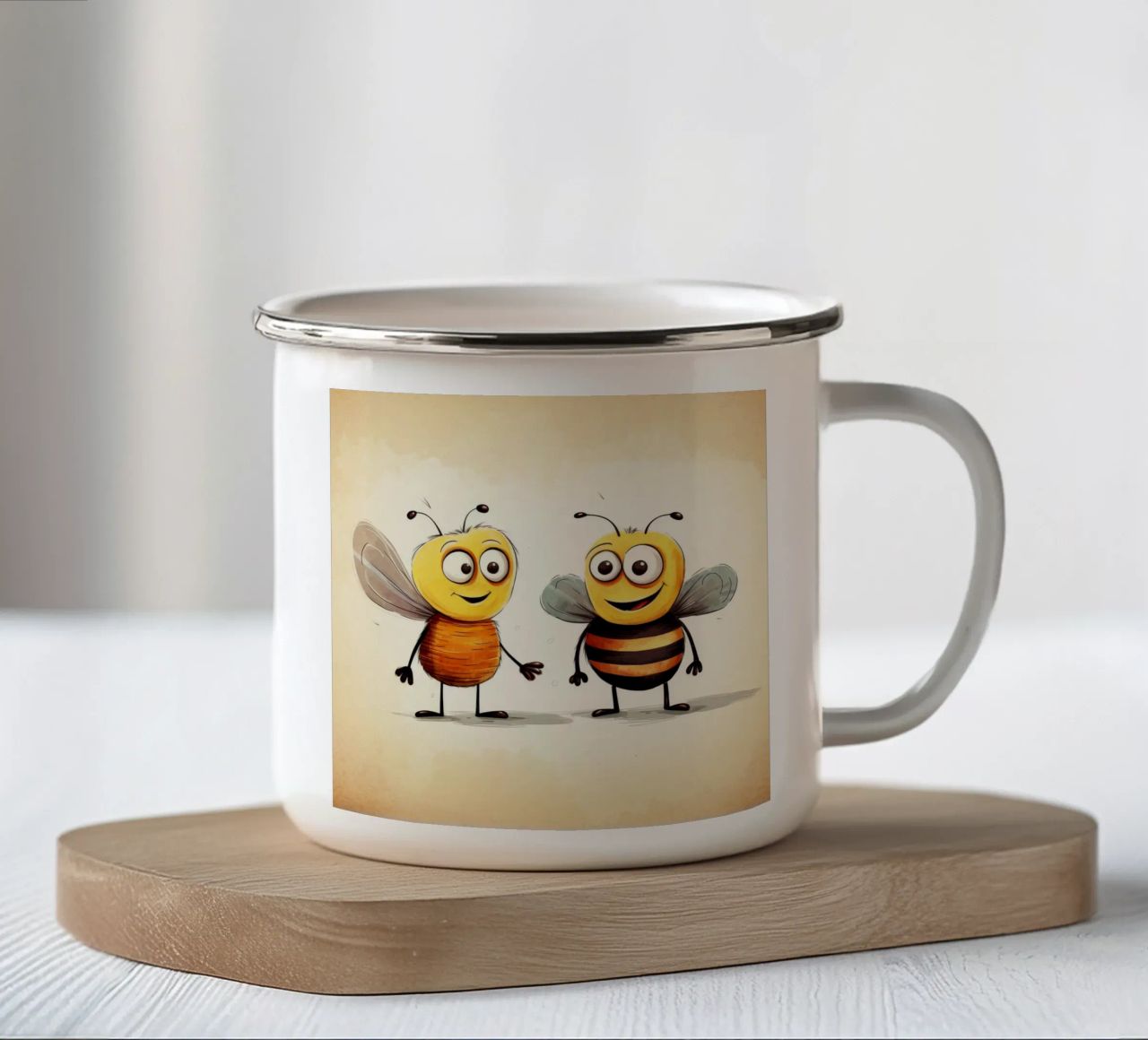 Retro Bee Duo tazza in smalto da Funny Animals