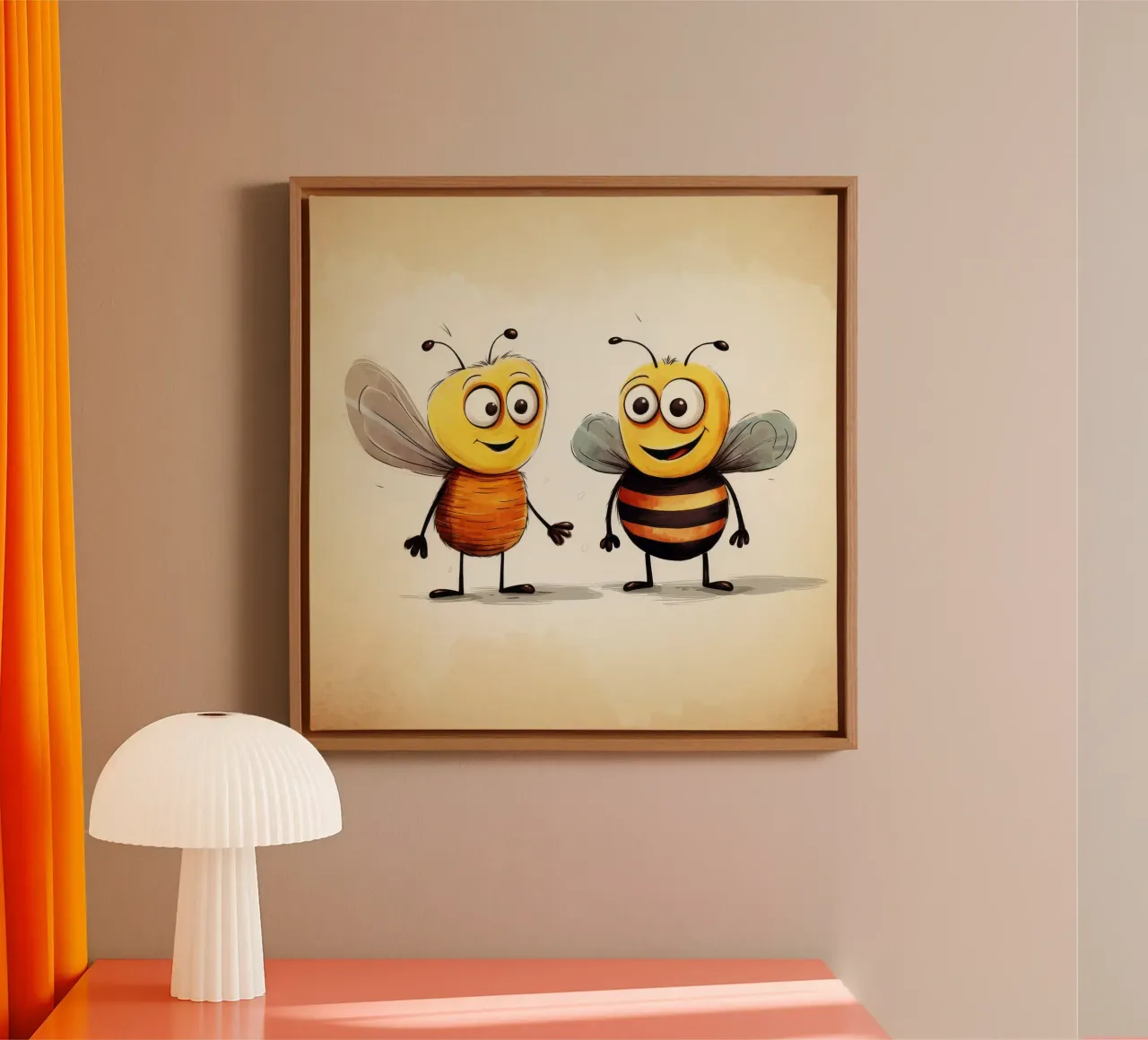 Retro Bee Duo tela con Cornice a cassetta da Funny Animals