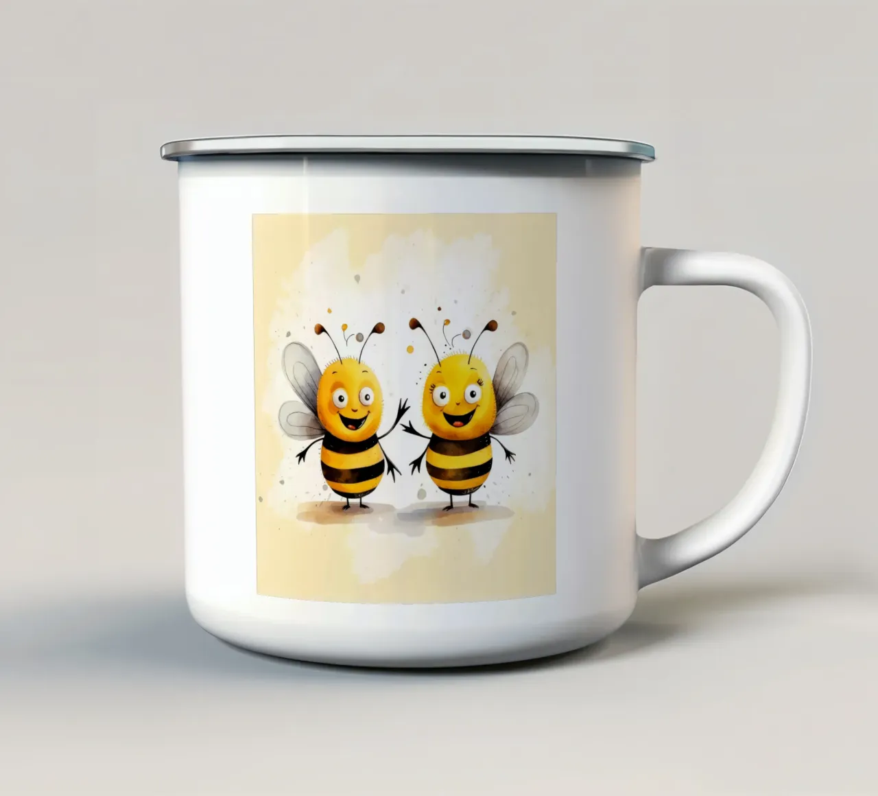 Dúo Retro Bee taza de esmalte de Funny Animals