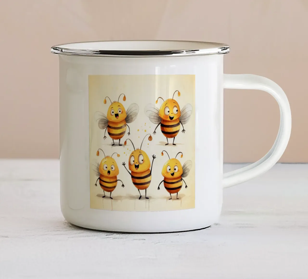 Retro Bee Gang tazza in smalto da Funny Animals