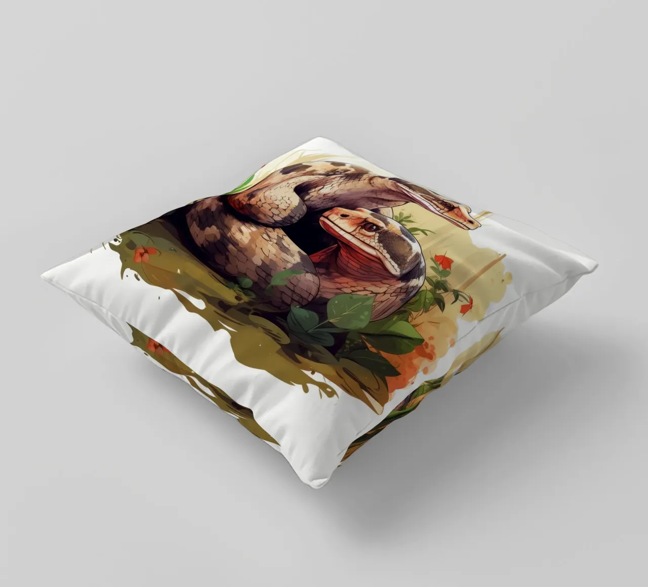 Retro Funny Cute Boa Constrictors Cartoons decorative cushion by Funny Animals
