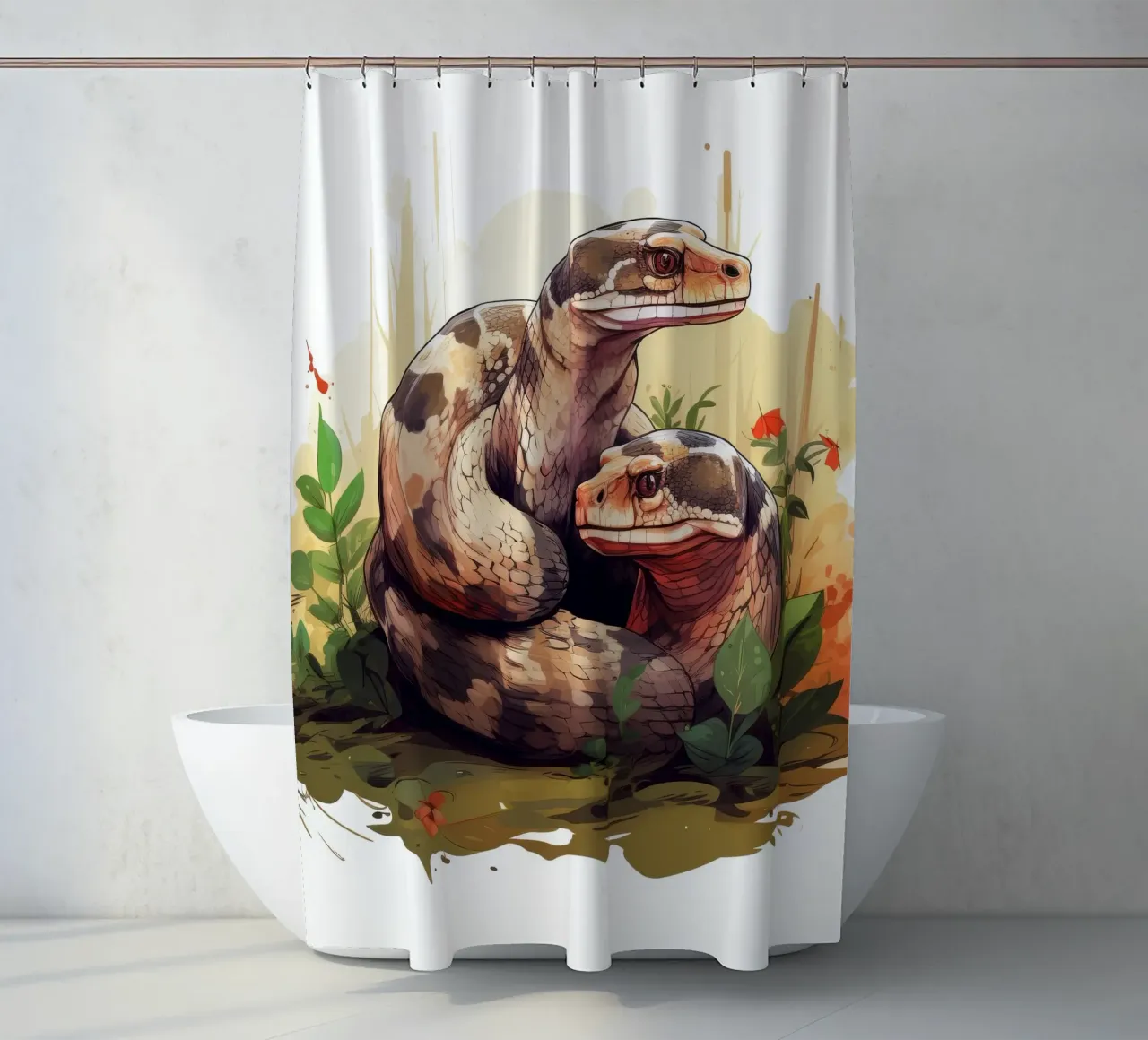 Cartoni animati retrò divertenti Boa Constrictors carino tenda da doccia da Funny Animals