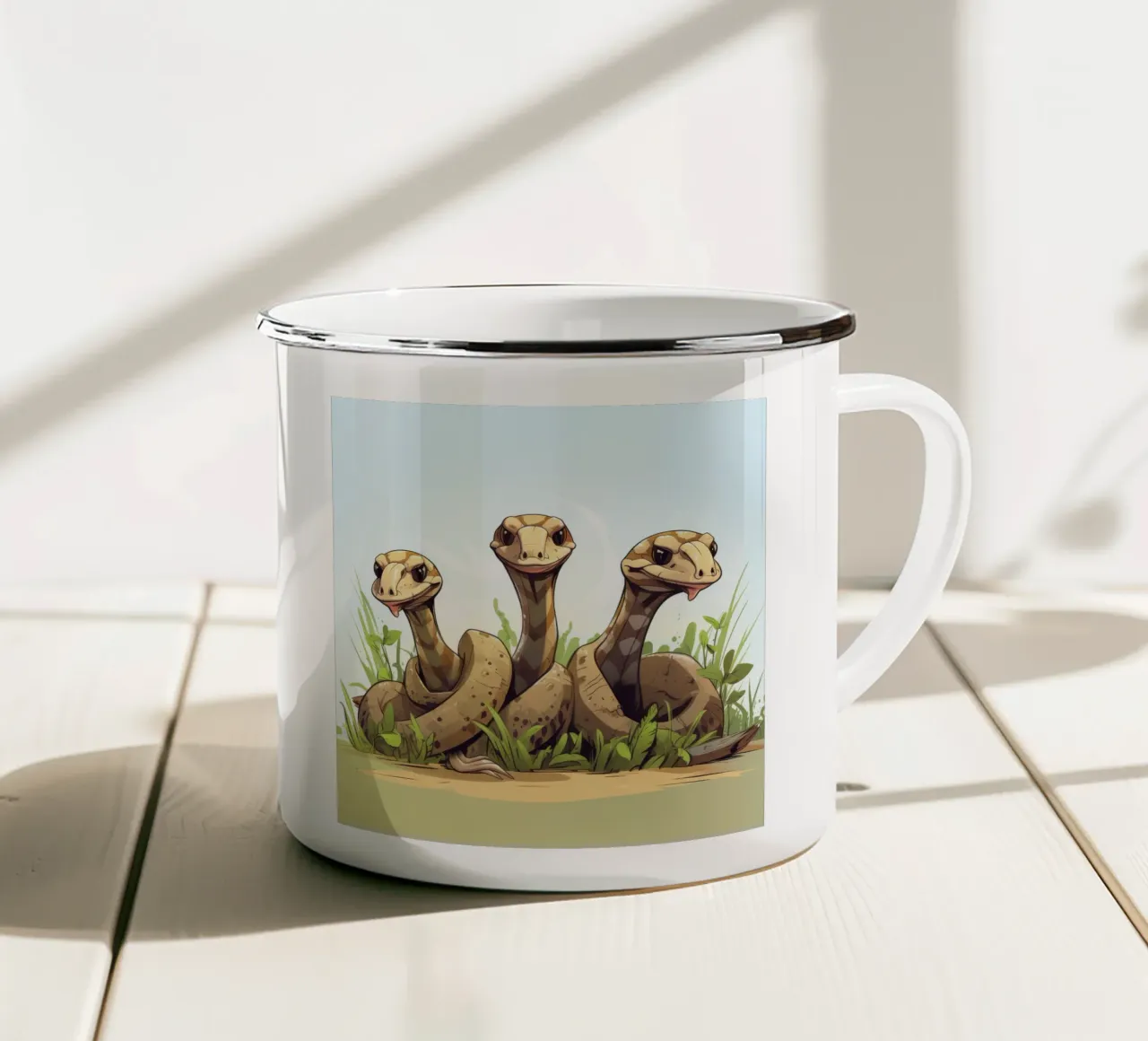 Gang di Boa Constrictor retrò tazza in smalto da Funny Animals