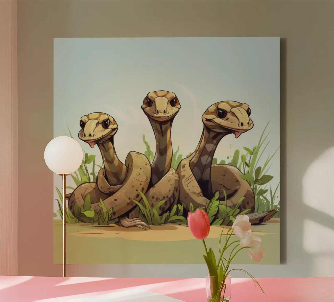 Retro Boa Constrictor Gang canvas by Funny Animals