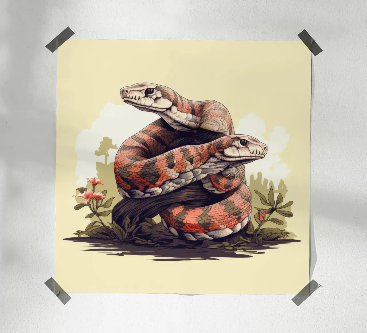 Duo di Boa Constrictor retrò carta hahnemühle da Funny Animals