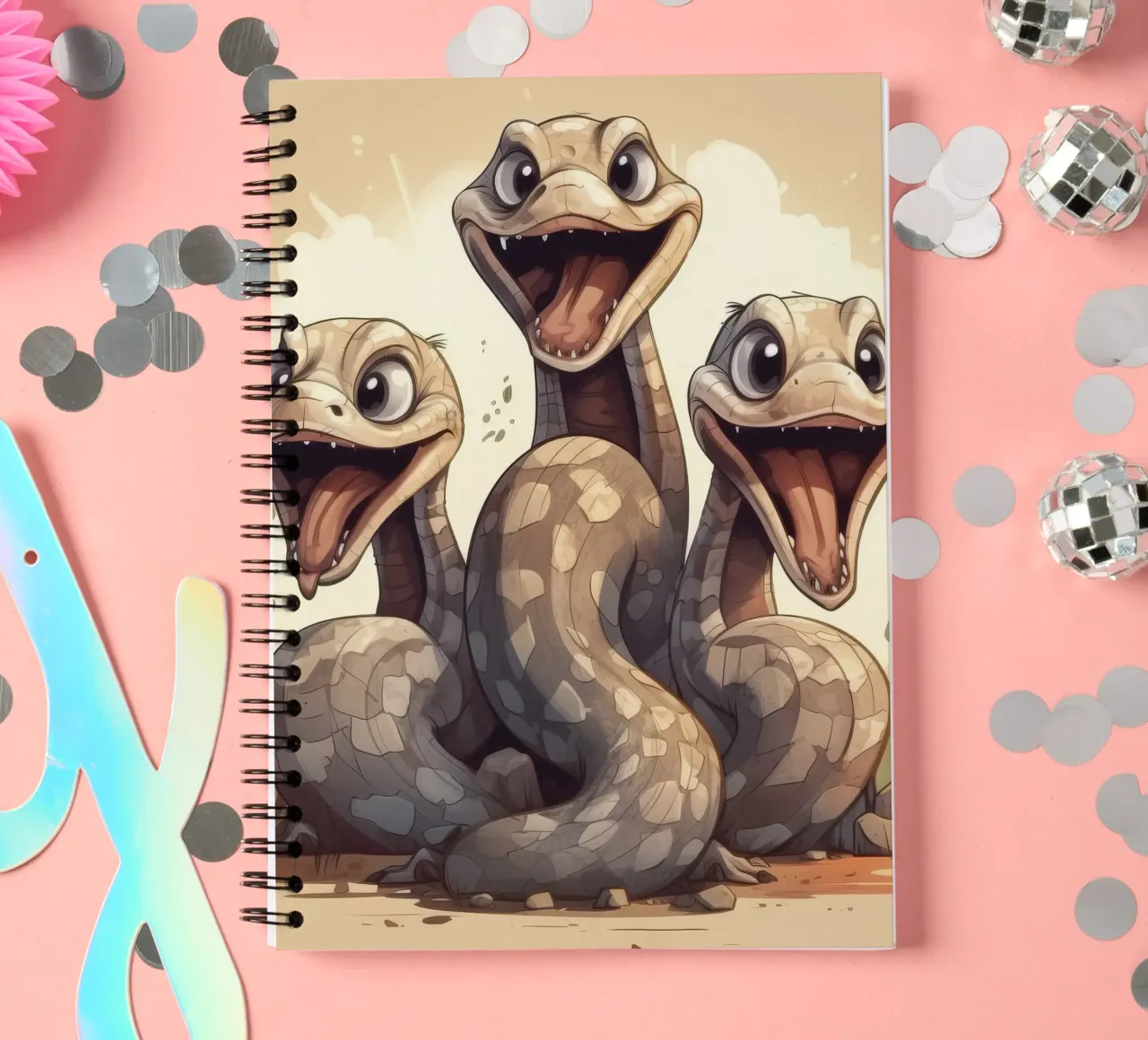 Retro Boa Constrictor Gang spiral notebook by Funny Animals