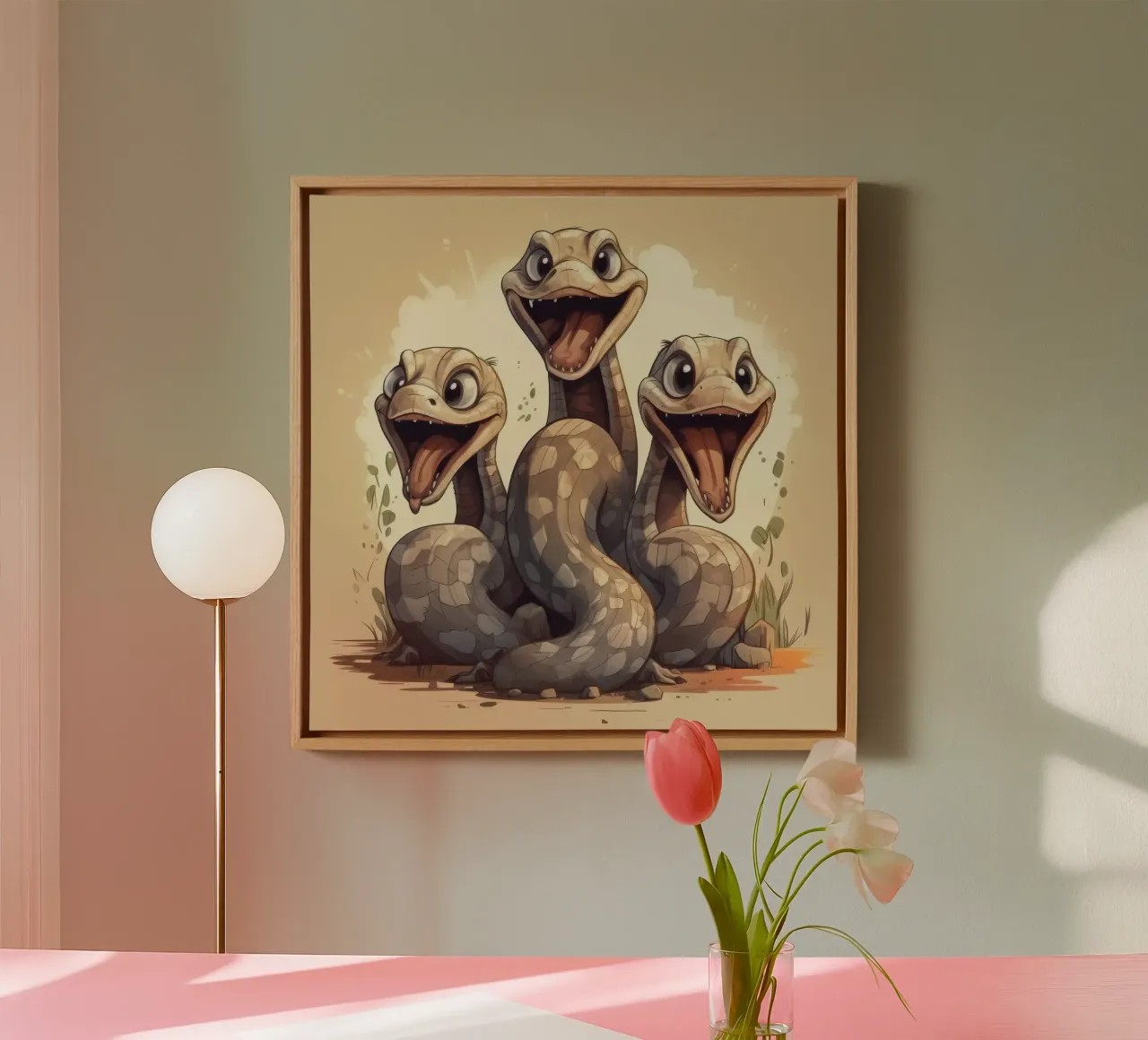 Retro Boa Constrictor Gang canvas by Funny Animals
