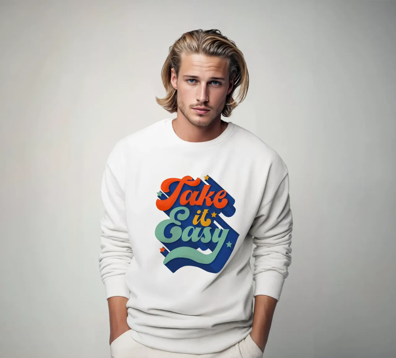 Take It Easy – Retro Typography Print felpa da showmemars