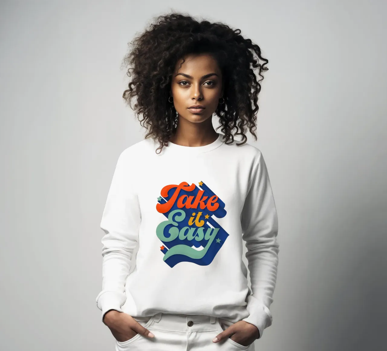 Take It Easy – Retro Typography Print felpa da showmemars