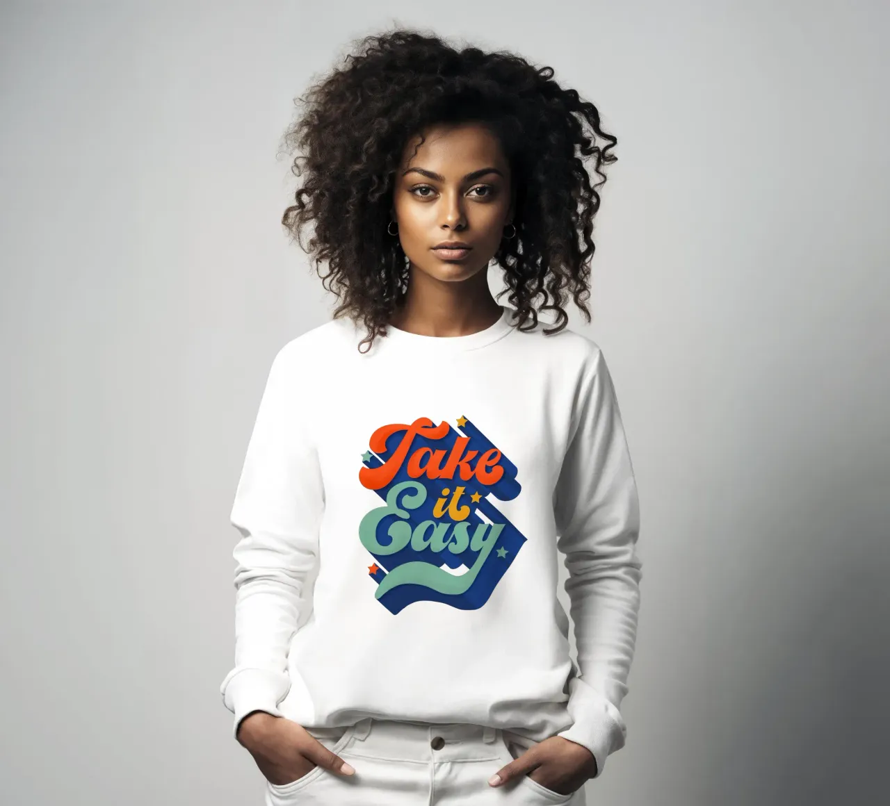 Take It Easy – Retro Typography Print felpa da showmemars