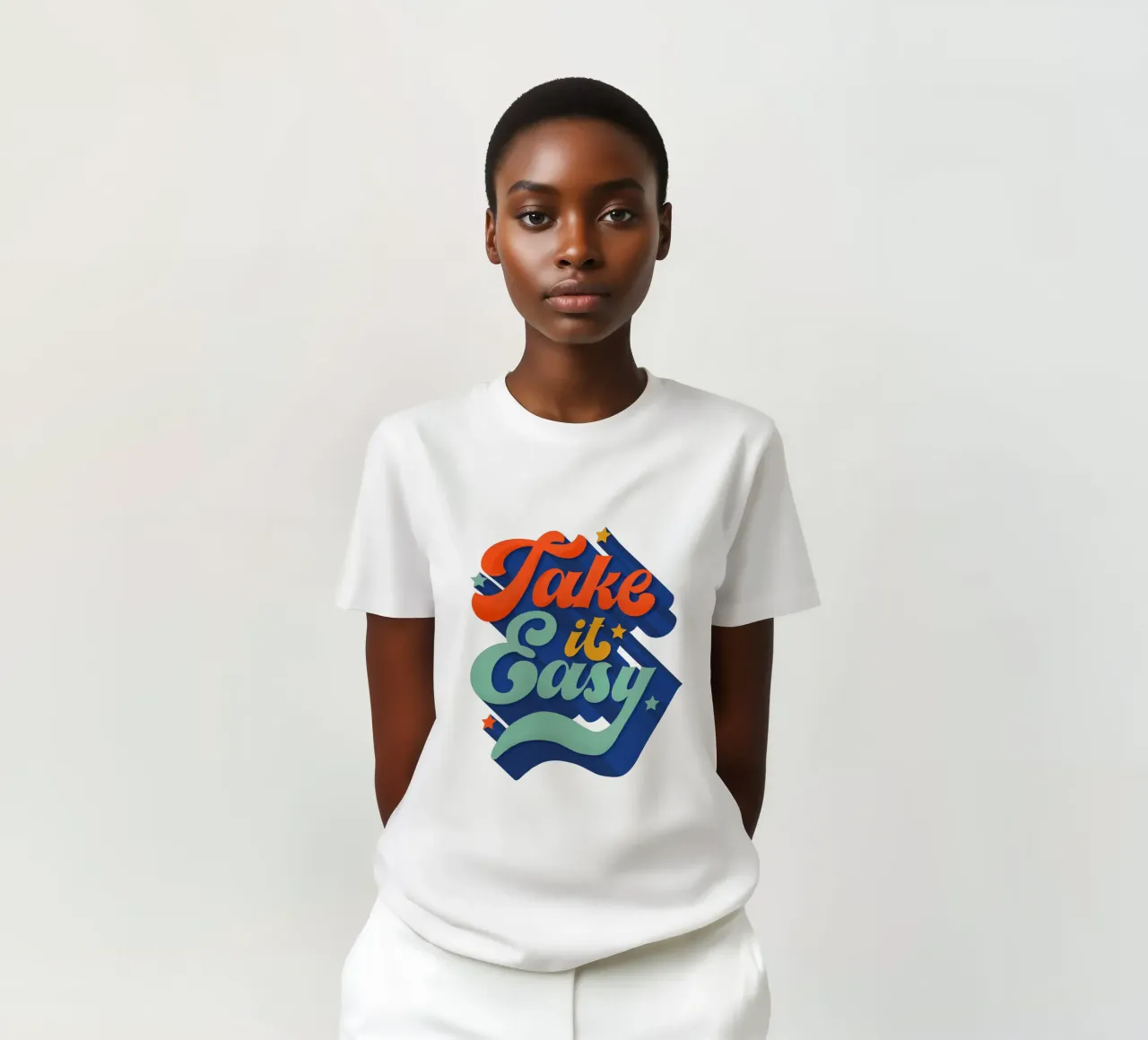 Take It Easy – Retro Typography Print t-shirt da showmemars