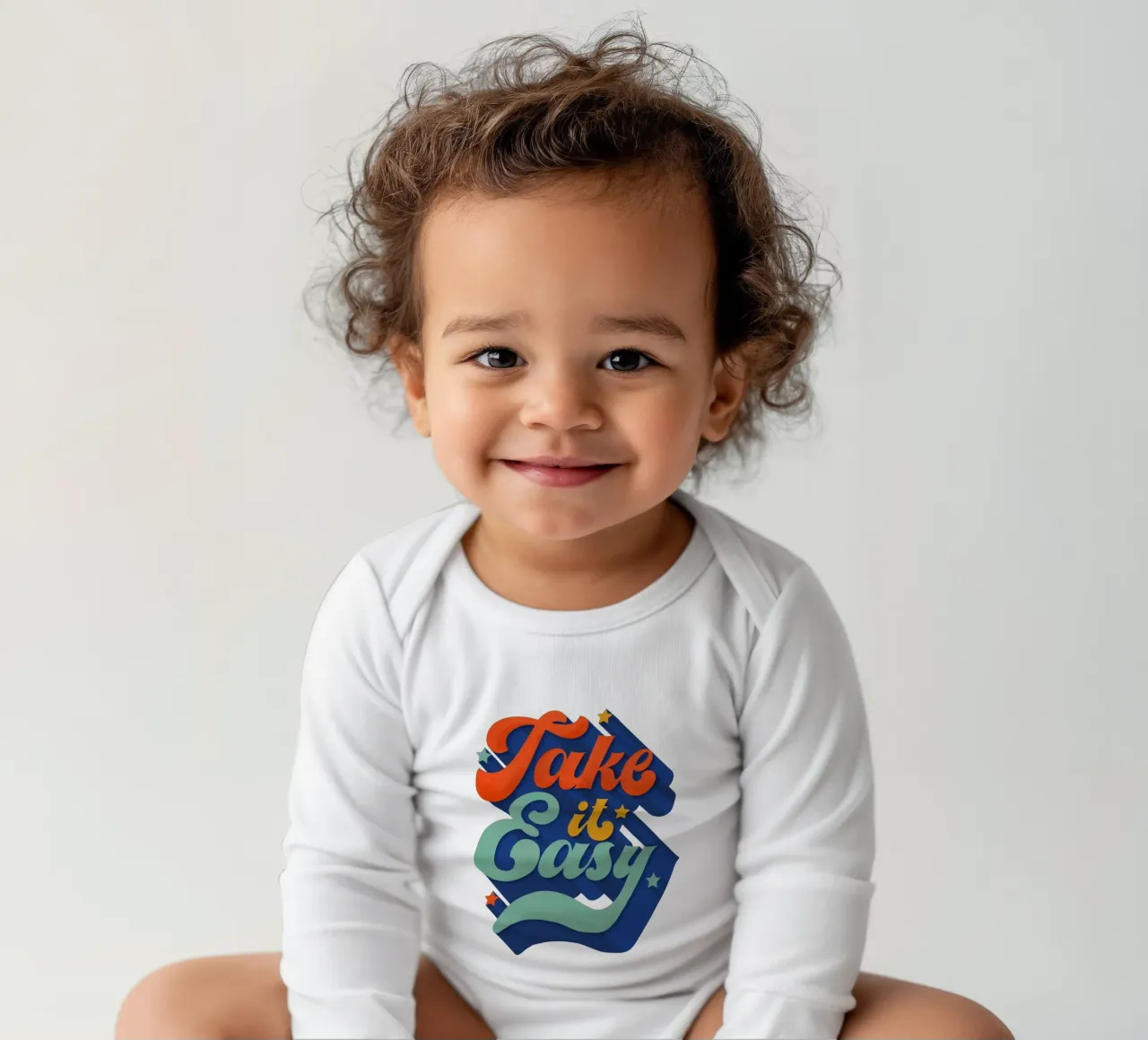 Take It Easy – Retro Typography Print body neonato maniche lunghe da showmemars