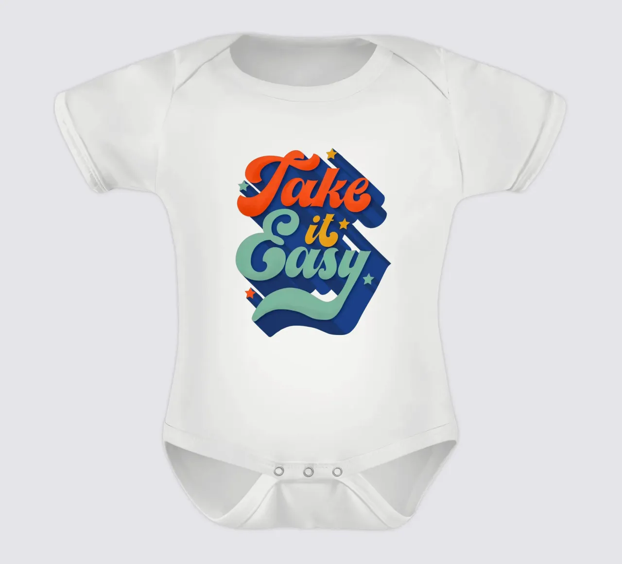 Take It Easy – Retro Typography Print body neonato maniche corte da showmemars
