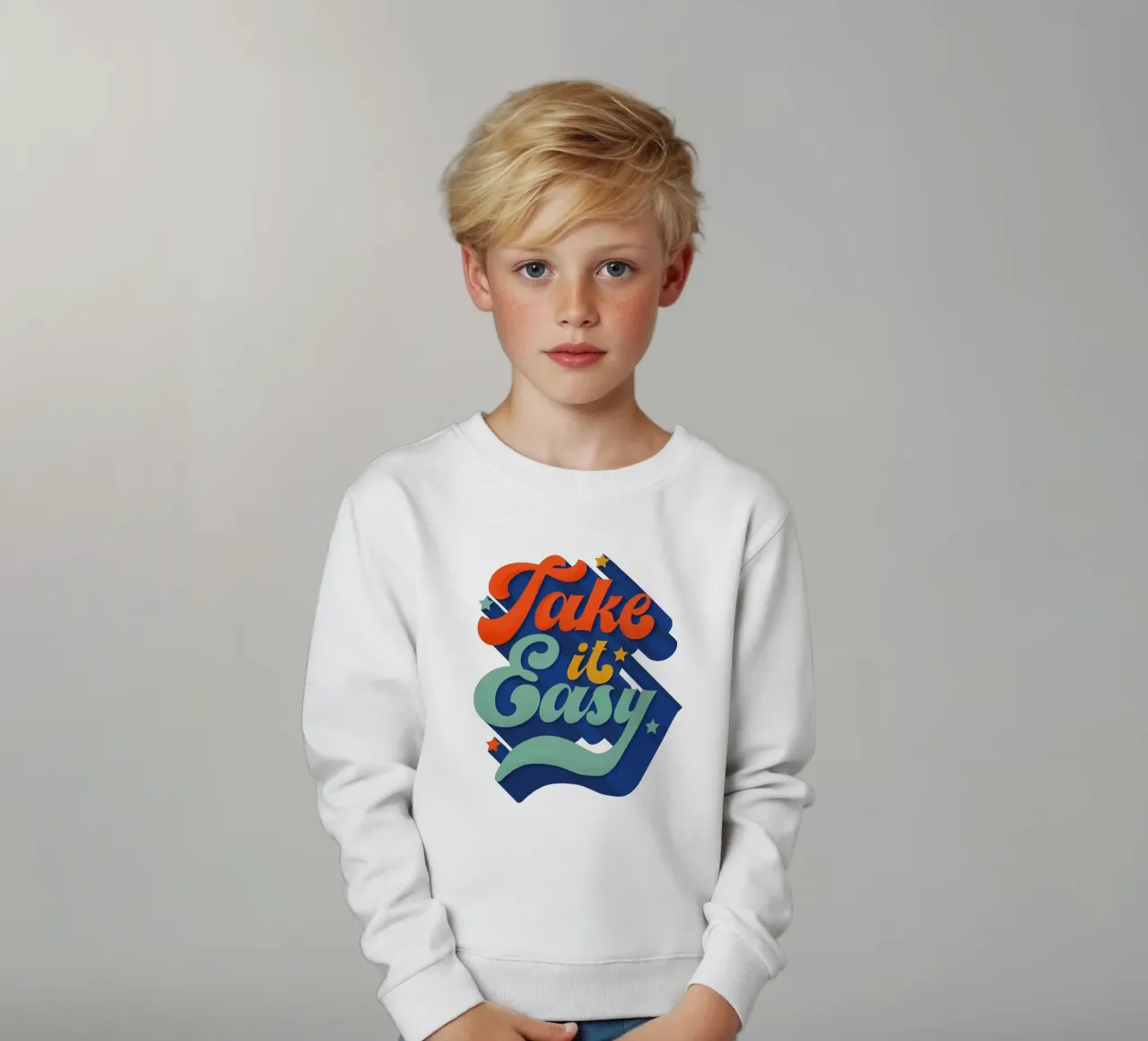 Take It Easy – Retro Typography Print felpa bambino da showmemars