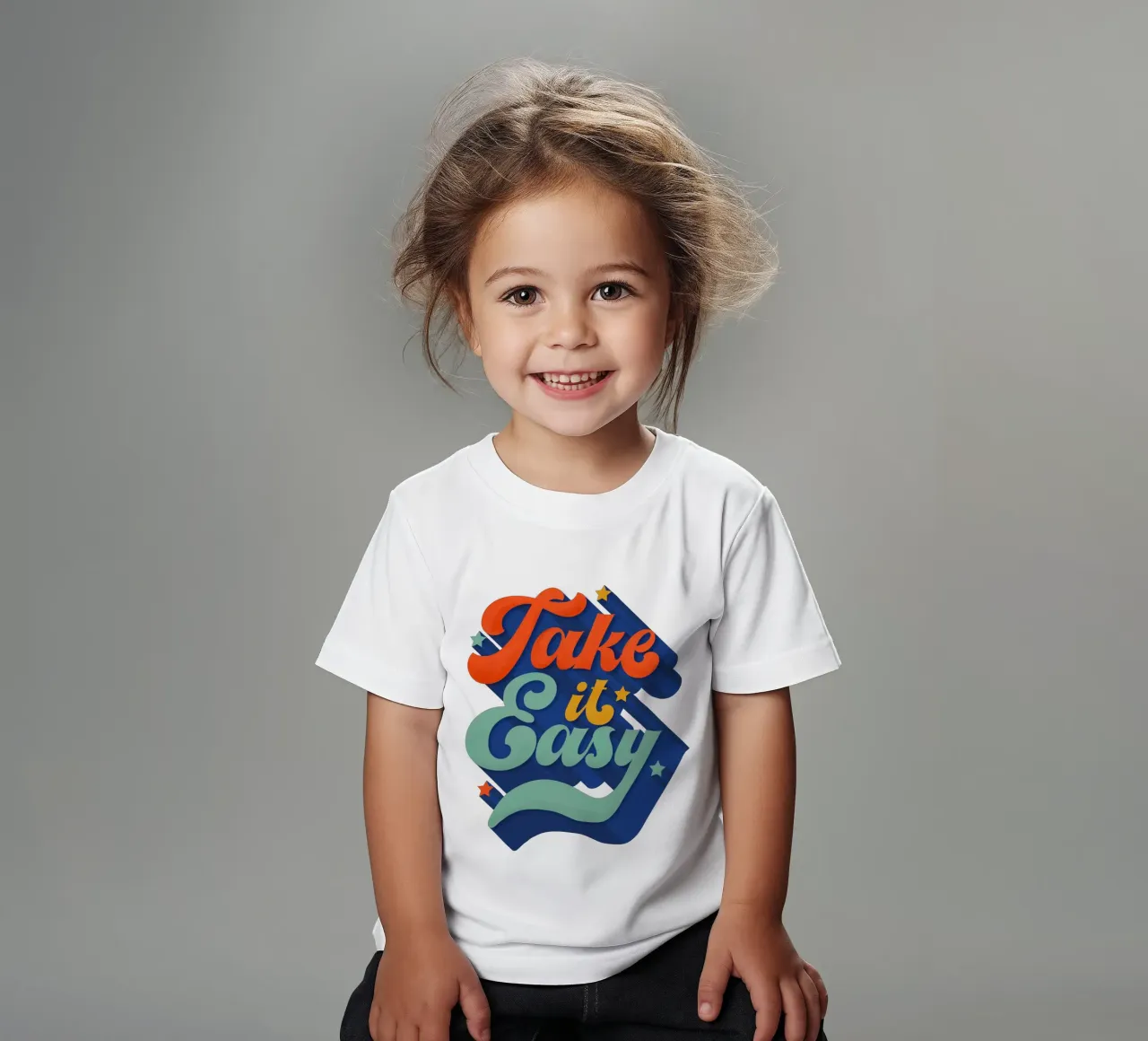 Take It Easy – Retro Typography Print t-shirt bambini da showmemars