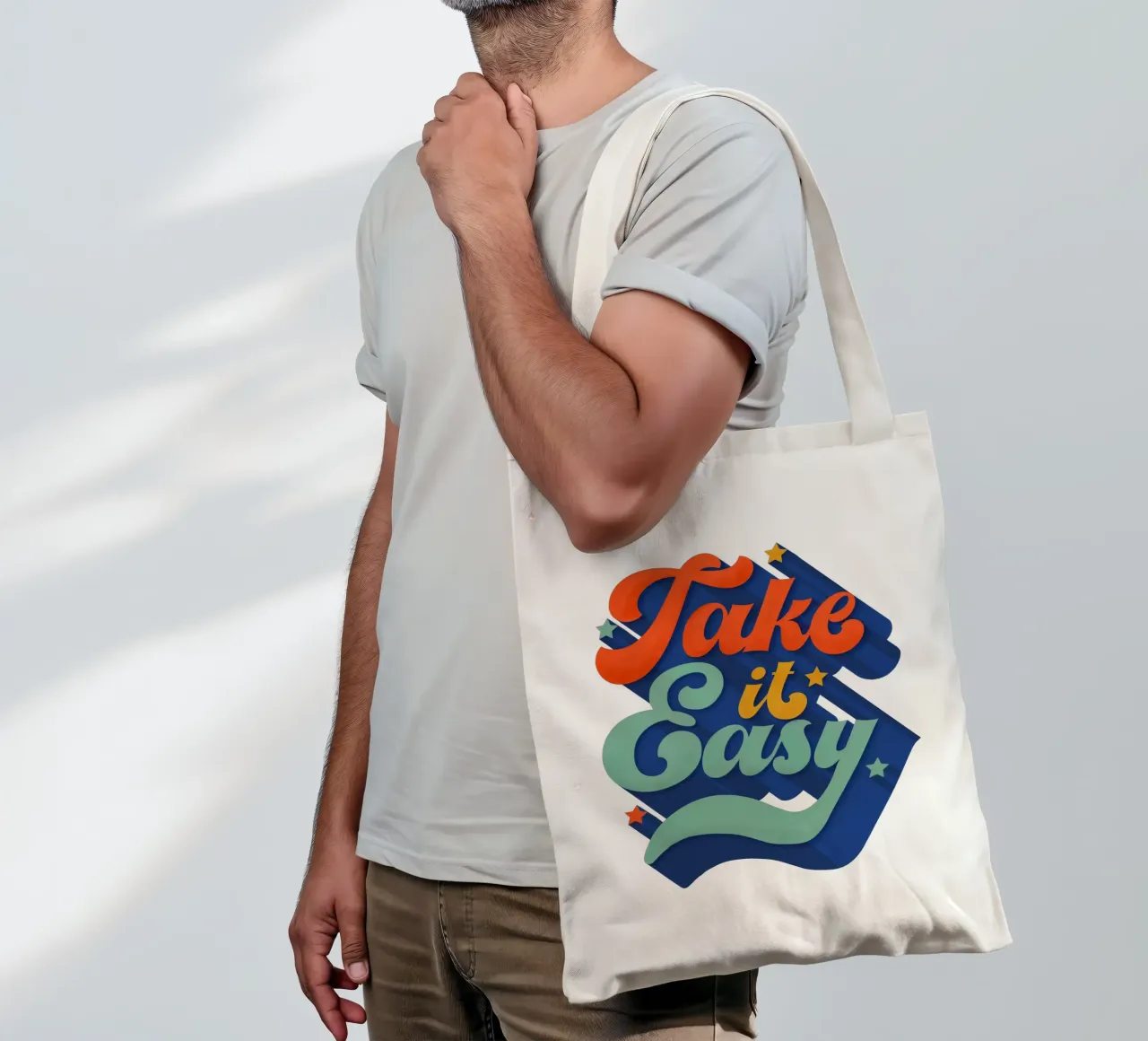 Take It Easy – Retro Typography Print borsa in juta da showmemars