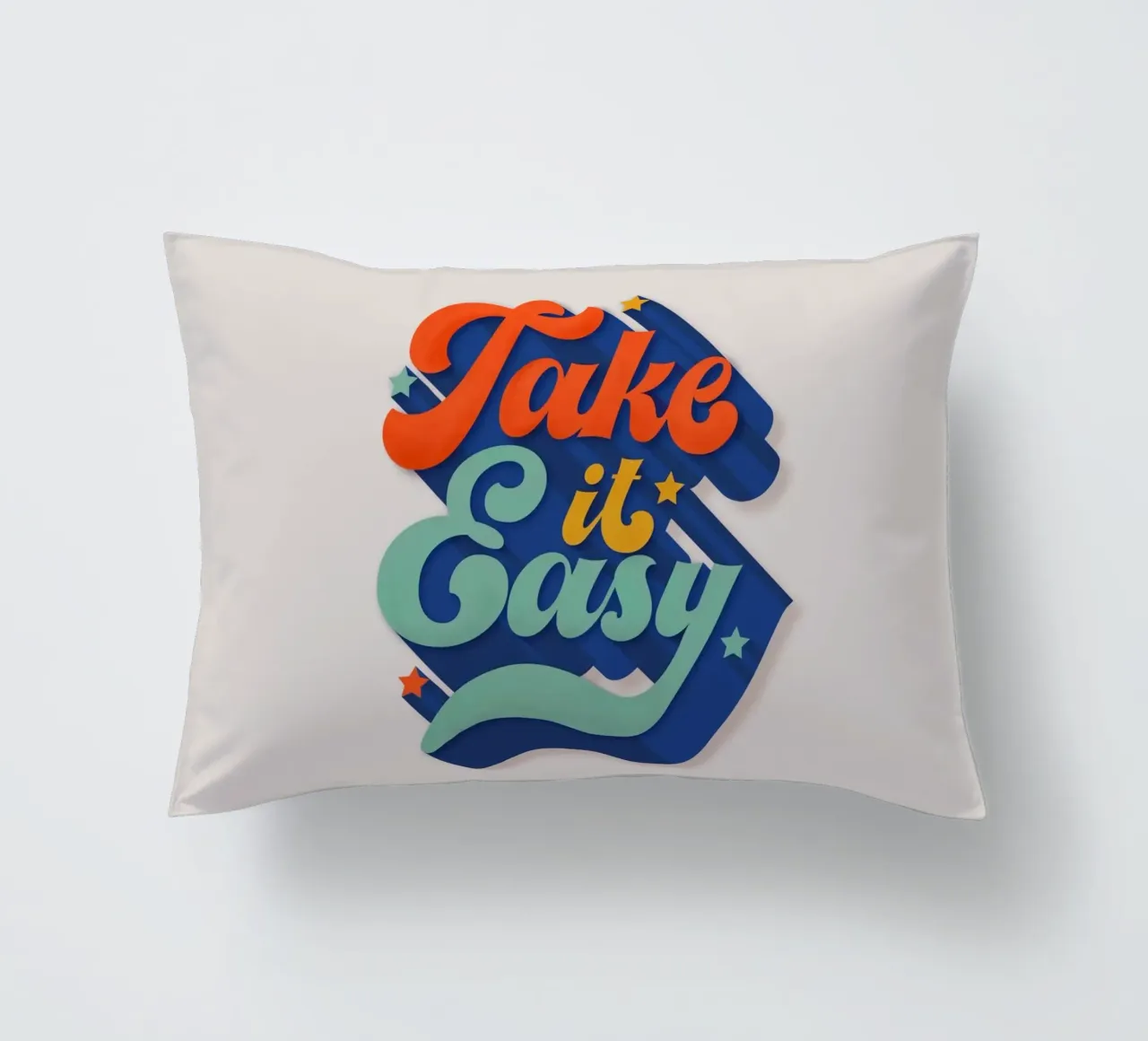 Take It Easy – Retro Typography Print Kissen von showmemars