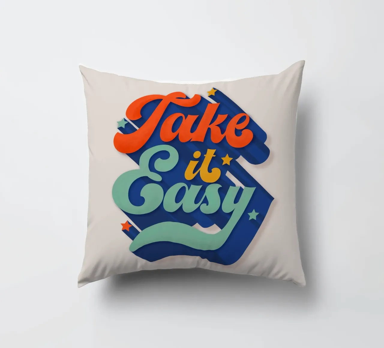 Take It Easy – Retro Typography Print cuscino da showmemars