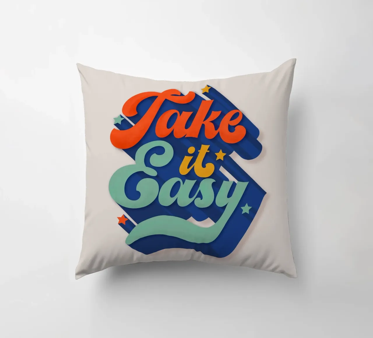 Take It Easy – Retro Typography Print Kissen von showmemars
