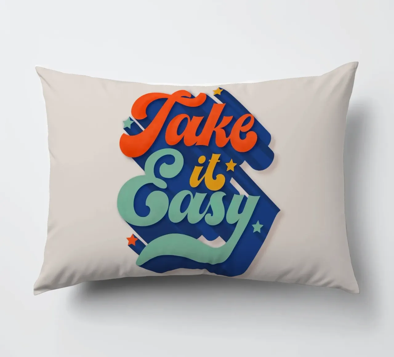 Take It Easy – Retro Typography Print cuscino da showmemars